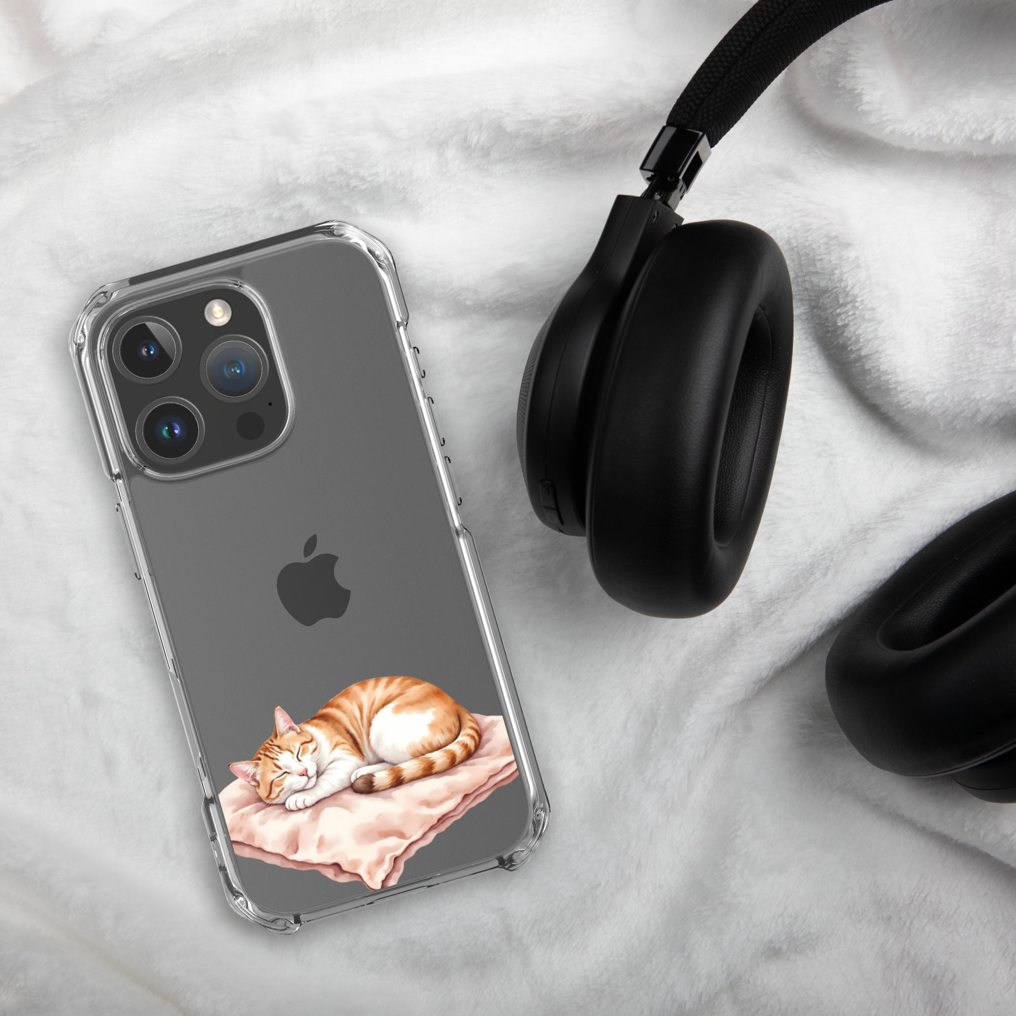 Sleepy Cat on Pillow Clear Case for iPhone 16 Pro