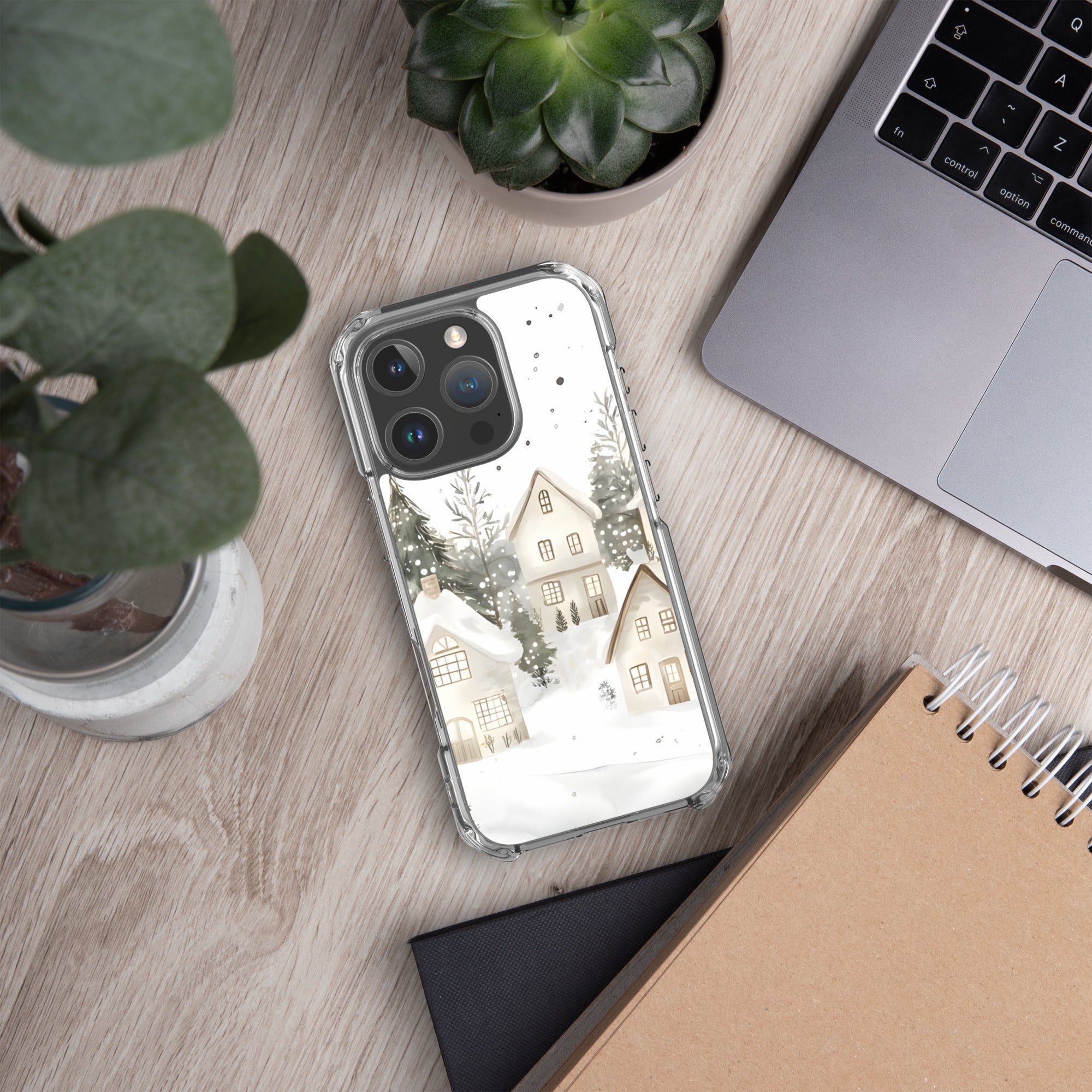 Winter Snow Village Clear Case for iPhone 16 Pro - Durable & Stylish Protective Phone Cover