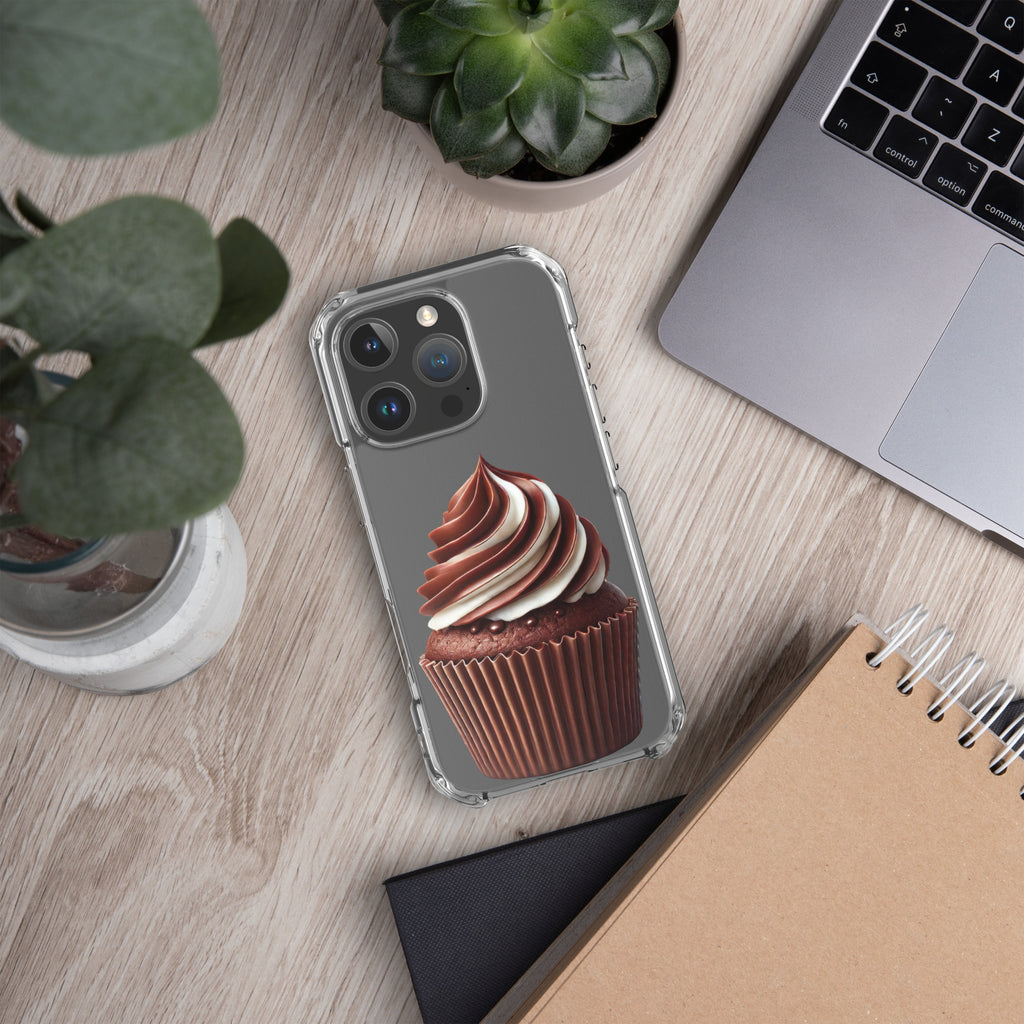 Chocolate Vanilla Swirl Cupcake Clear Case for iPhone 16 Pro - Dessert Aesthetic Protective Cover
