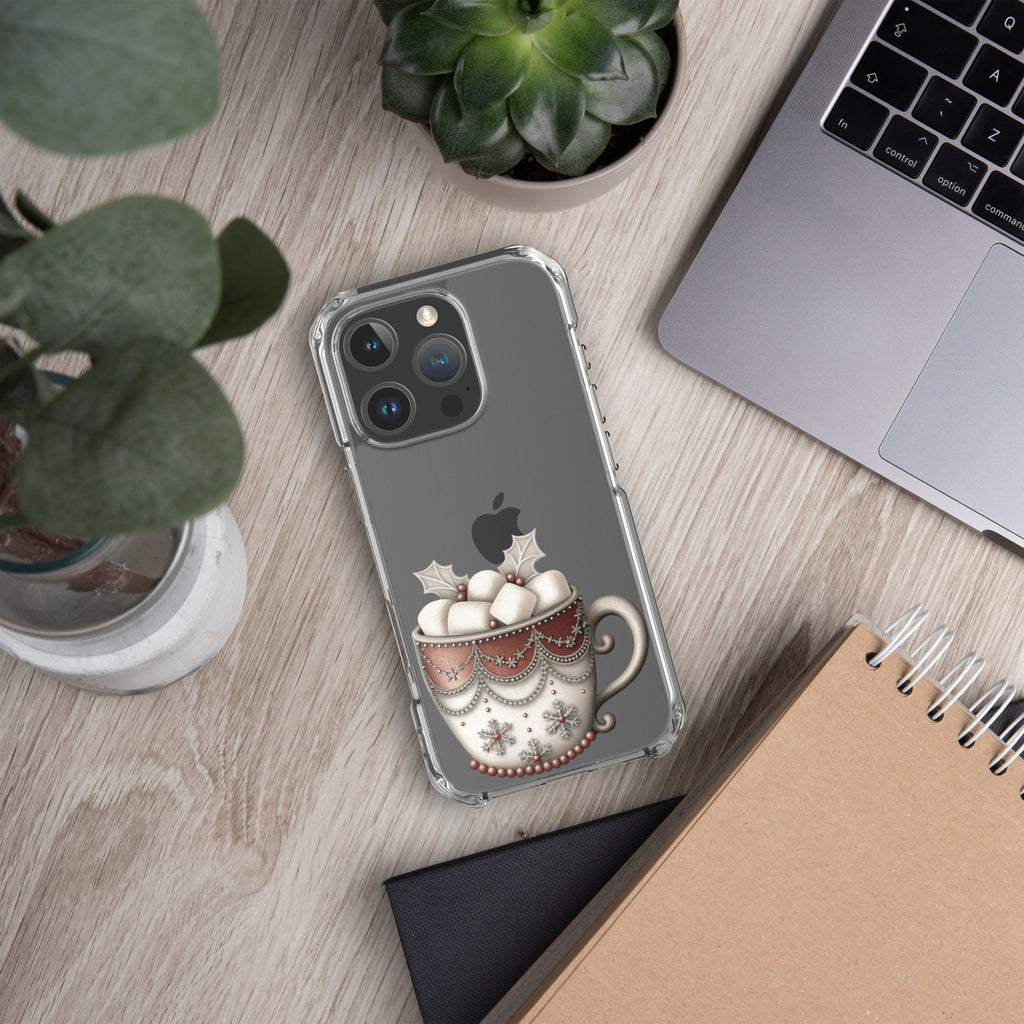 Holiday Cocoa Mug Clear Case for iPhone 16 Pro - Christmas Cozy Aesthetic Protective Cover