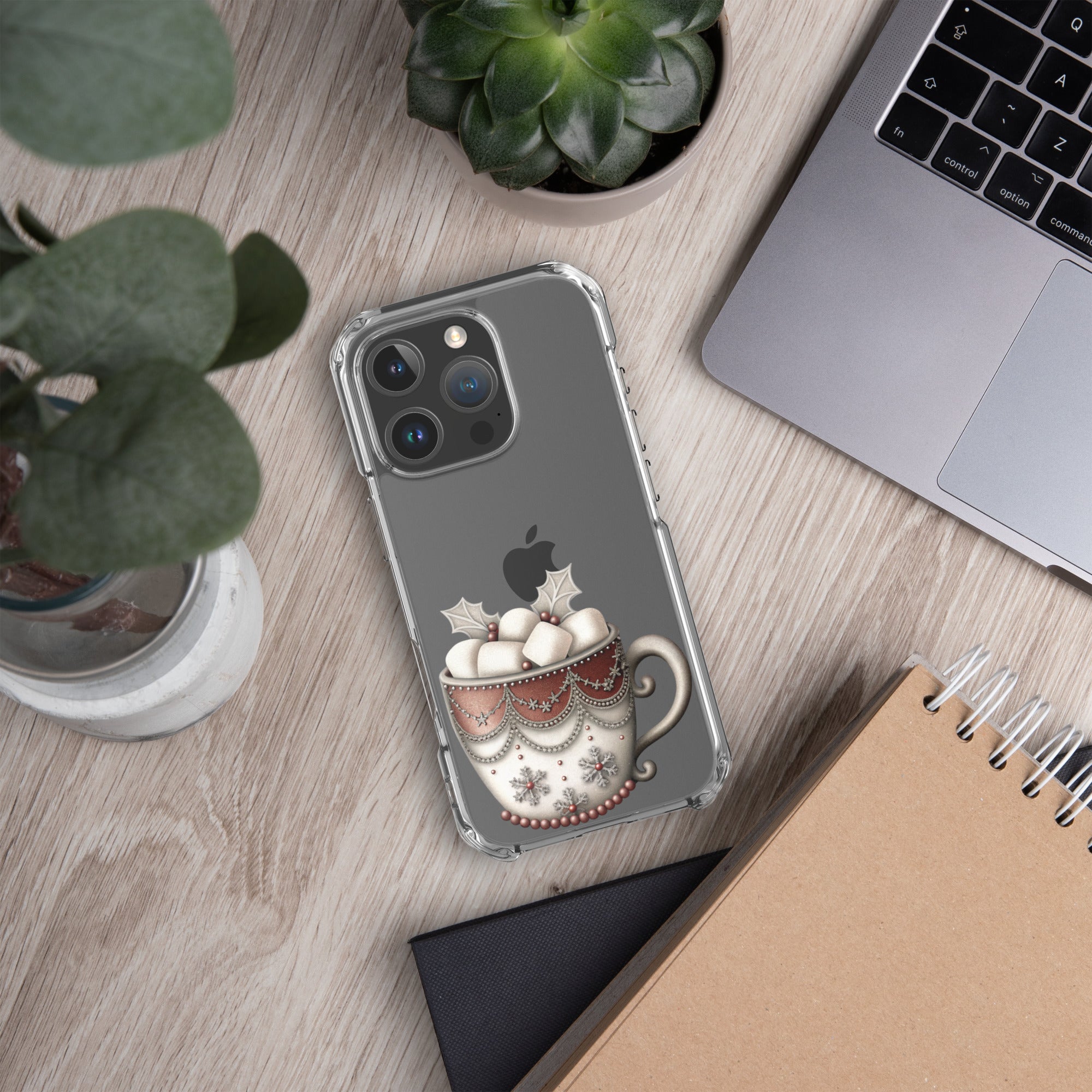 Holiday Cocoa Mug Clear Case for iPhone 16 Pro - Christmas Cozy Aesthetic Protective Cover