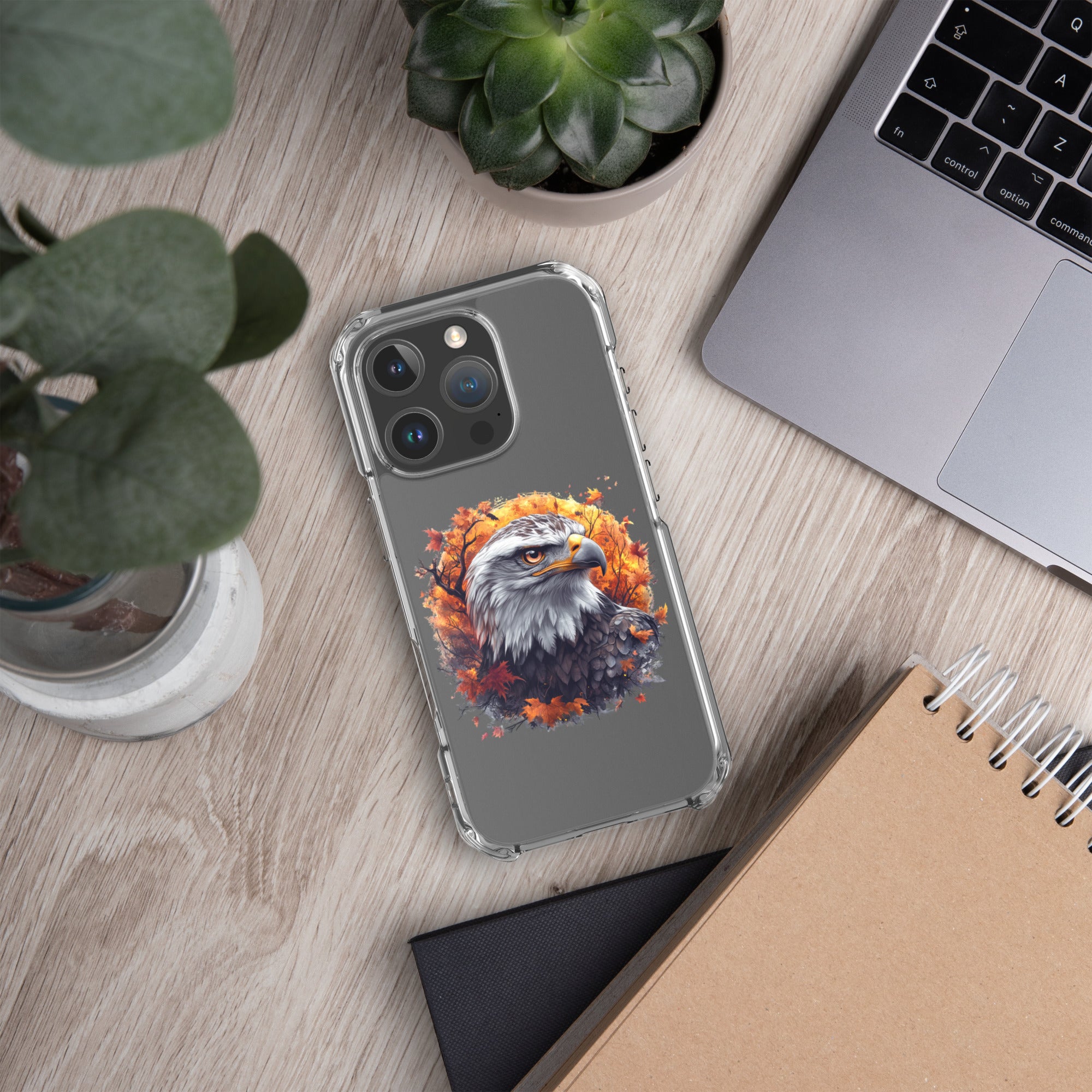 Autumn Eagle Spirit Clear Case for iPhone 16 Pro - Bald Eagle Fall Aesthetic Protective Cover