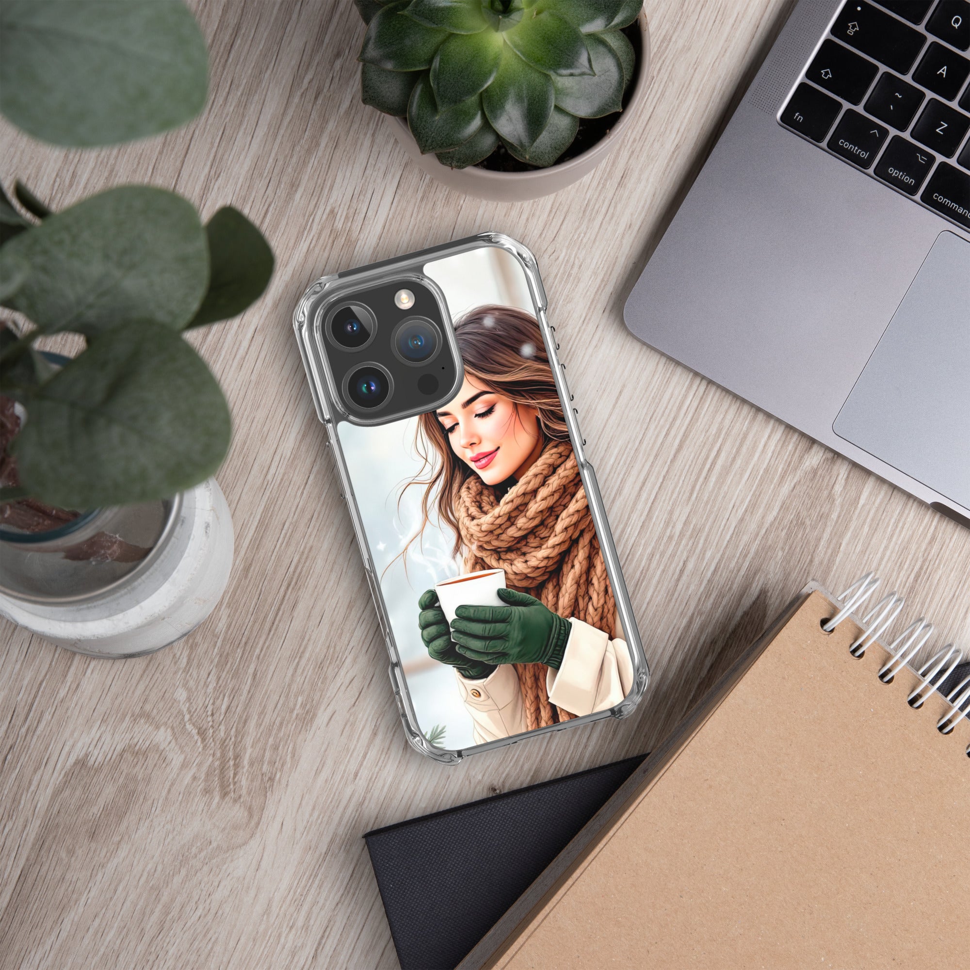 Cozy Winter Moments Clear Case for iPhone 16 Pro - Aesthetic Winter Girl Protective Cover