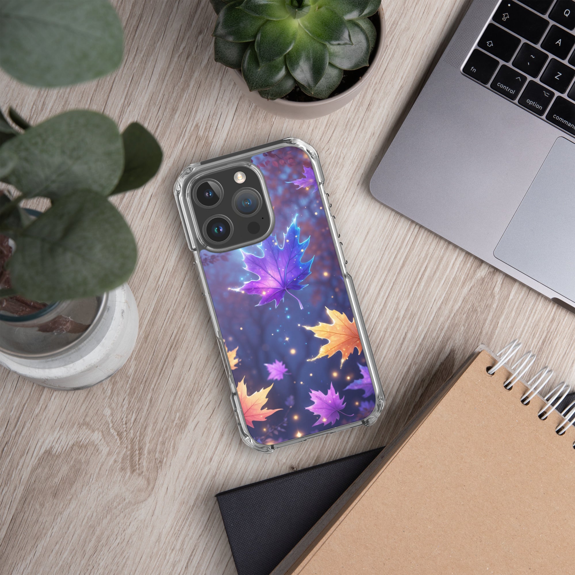 Enchanted Autumn Leaves Clear Case for iPhone 16 Pro - Fantasy Fall Maple Leaf Protective Cover