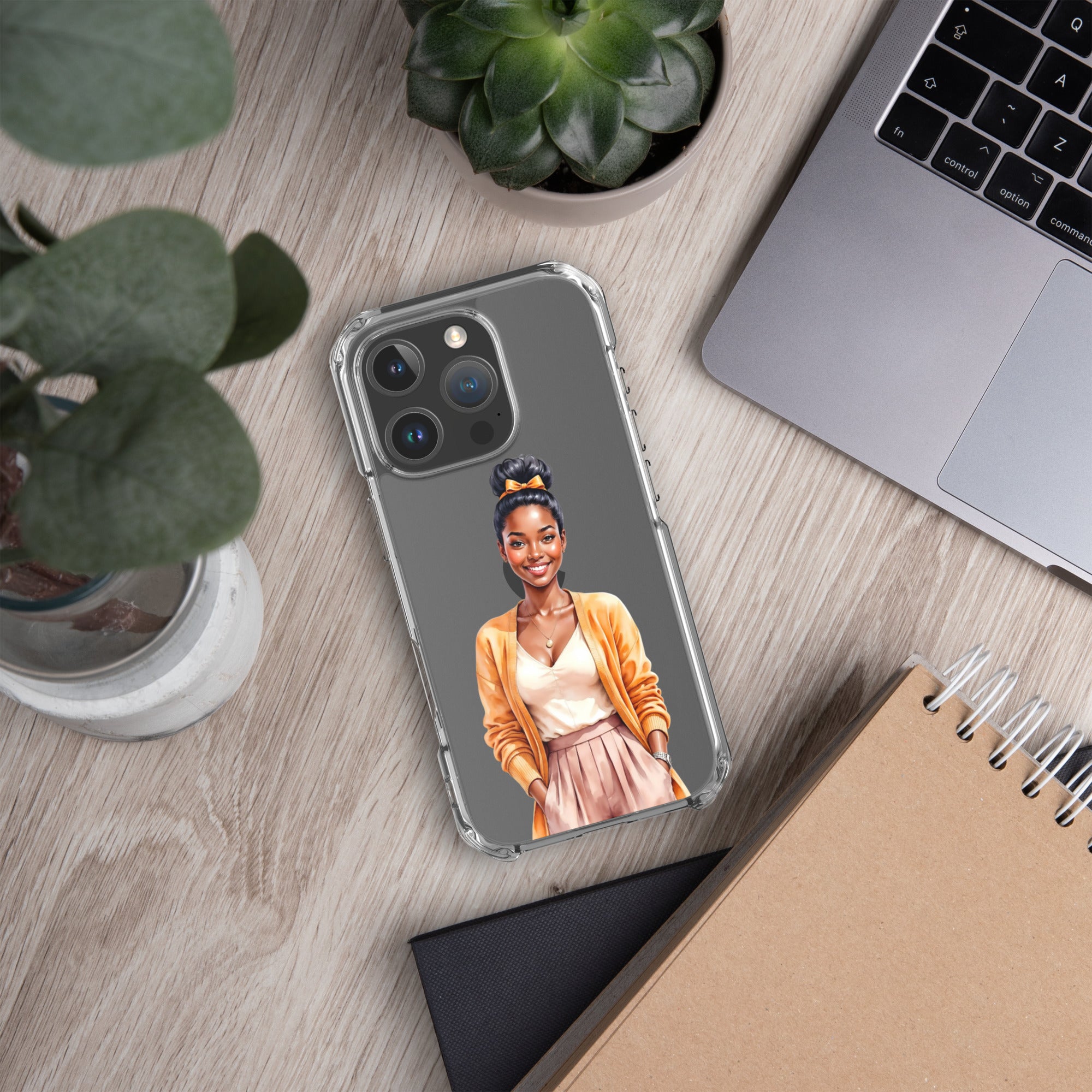 Golden Autumn Glow Girl Clear Case for iPhone 16 Pro - Fashion Illustration Protective Cover