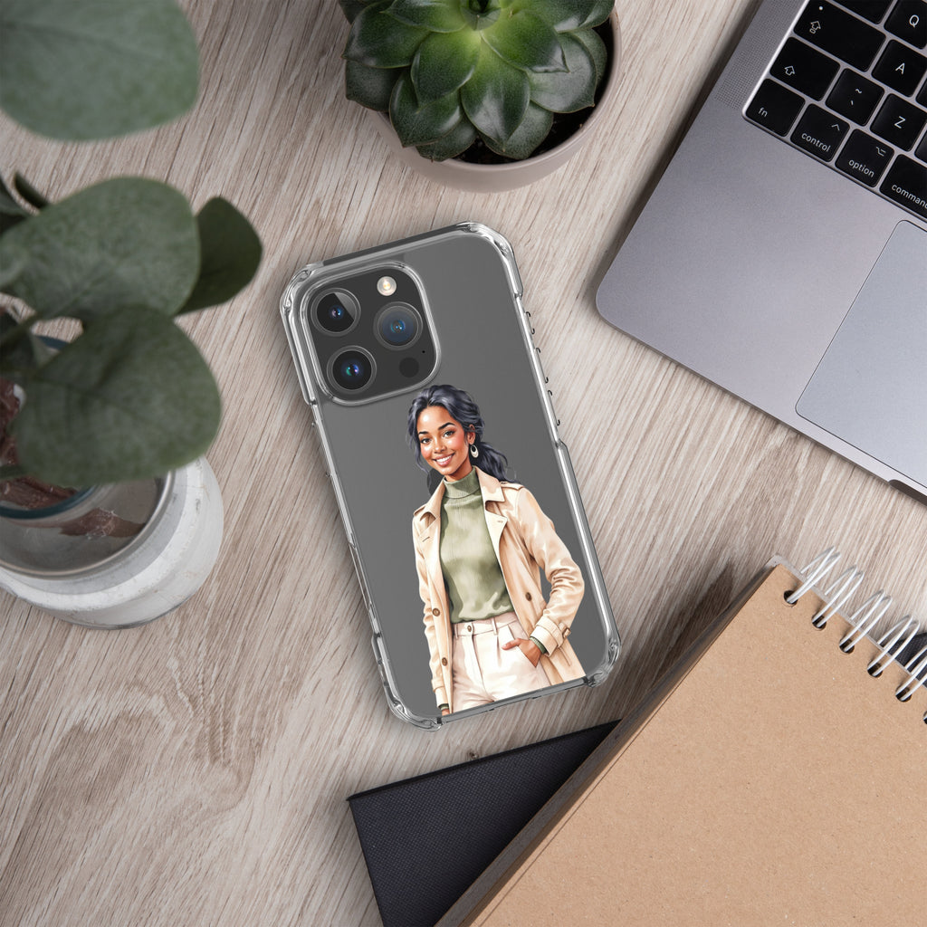 Chic Autumn Style Clear Case for iPhone 16 Pro - Fashion Illustration Protective Cover