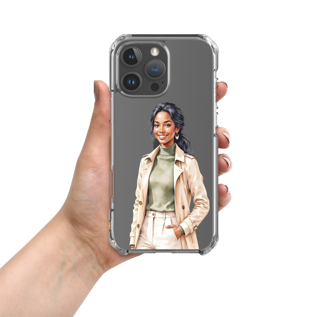 Chic Autumn Style Clear Case for iPhone 16 Pro Max - Fashion Illustration Protective Cover