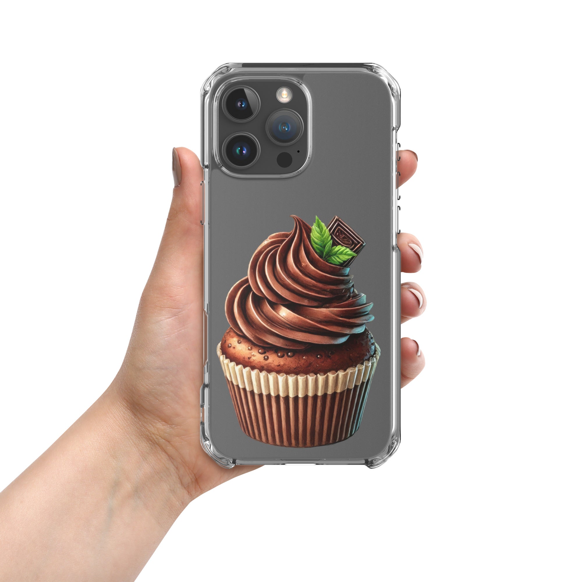 Chocolate Cupcake Clear Case for iPhone 16 Pro Max - Sweet Dessert Protective Phone Cover