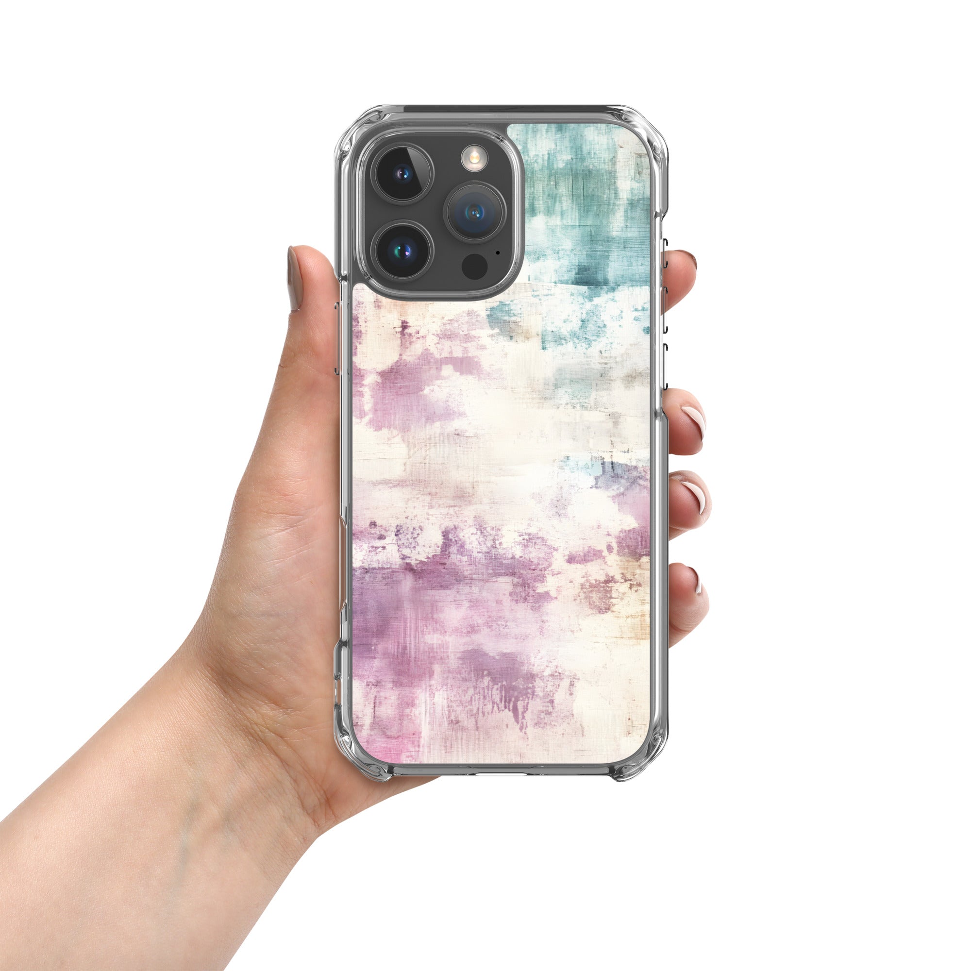 Pastel Abstract Brushstroke Clear Case for iPhone 16 Pro Max - Artistic Pastel Pattern Protective Cover