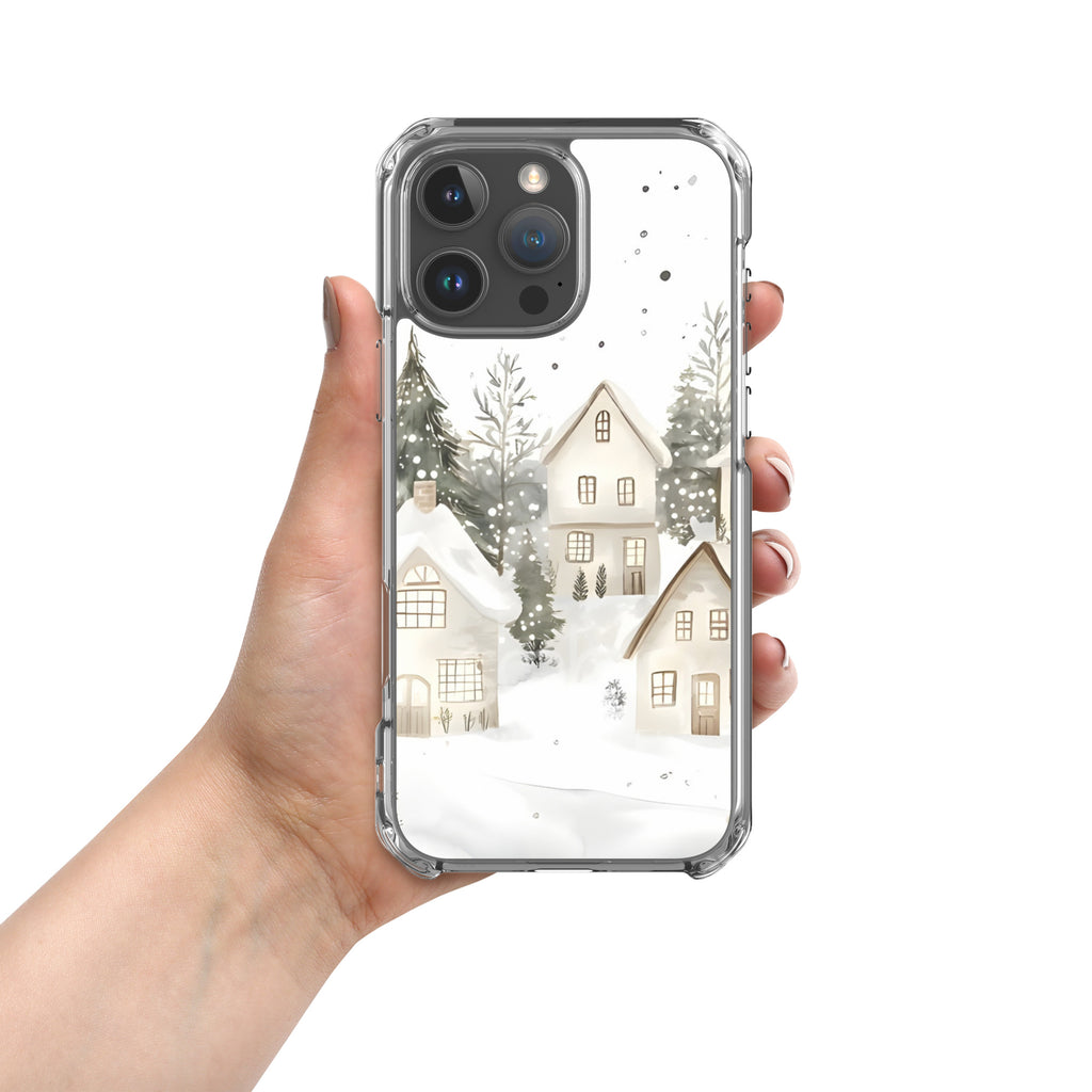 Winter Snow Village Clear Case for iPhone 16 Pro Max - Durable & Stylish Protective Phone Cover