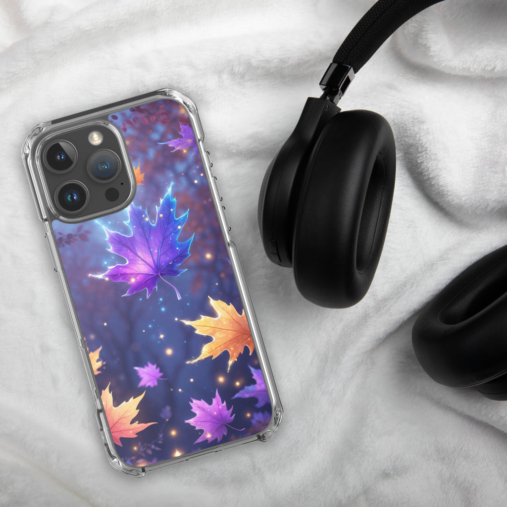 Enchanted Autumn Leaves Clear Case for iPhone 16 Pro Max - Fantasy Fall Maple Leaf Protective Cover