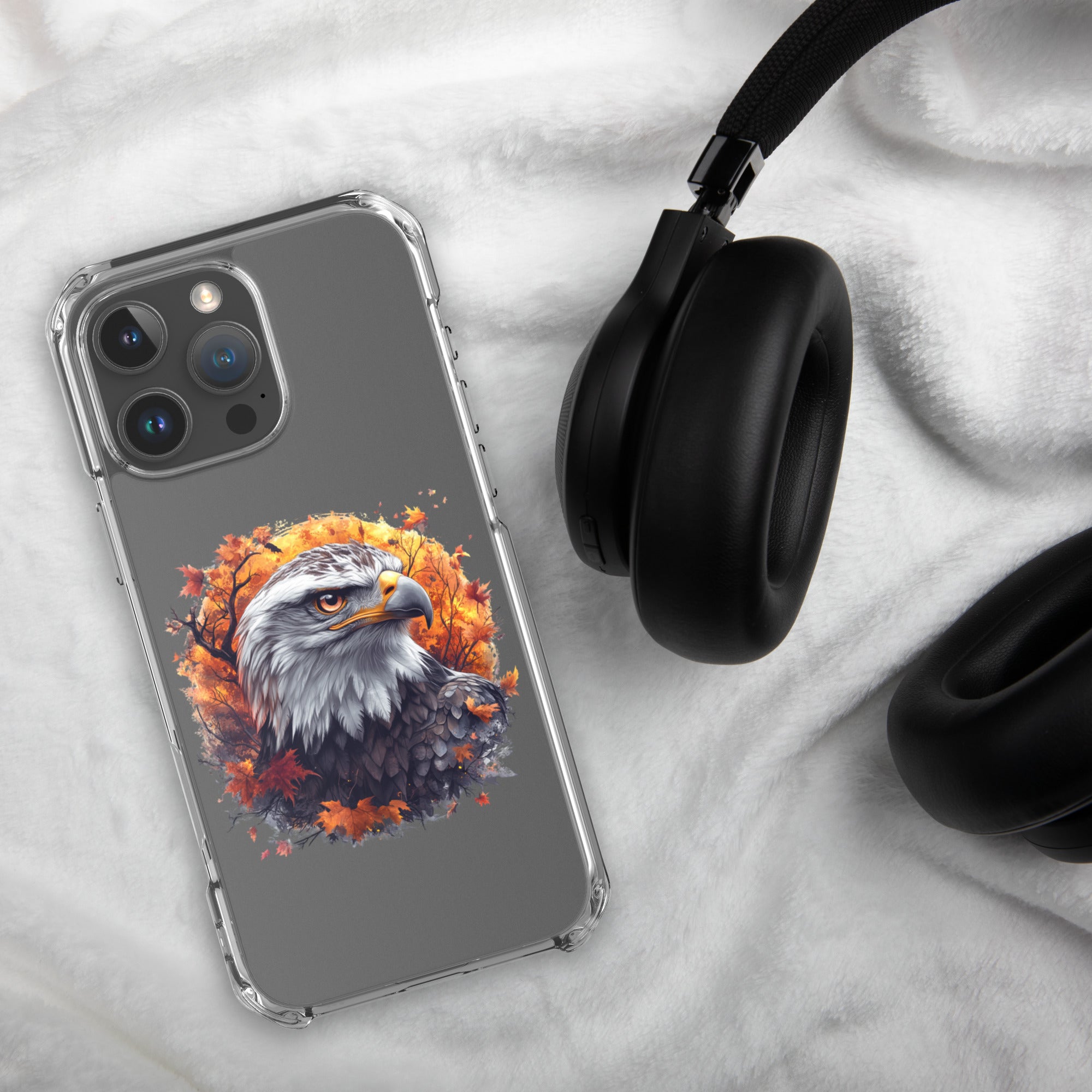 Autumn Eagle Spirit Clear Case for iPhone 16 Pro Max - Bald Eagle Fall Aesthetic Protective Cover