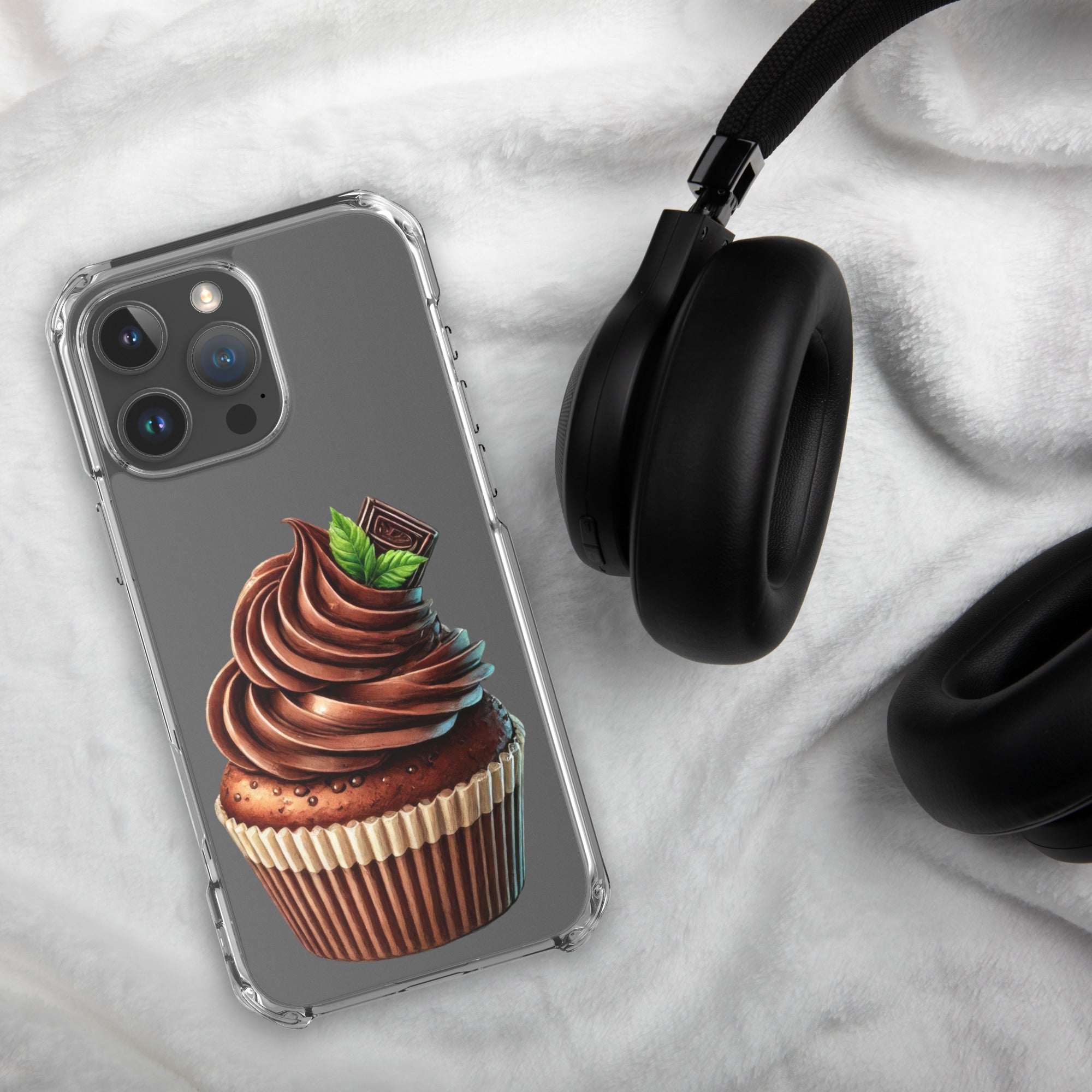 Chocolate Cupcake Clear Case for iPhone 16 Pro Max - Sweet Dessert Protective Phone Cover