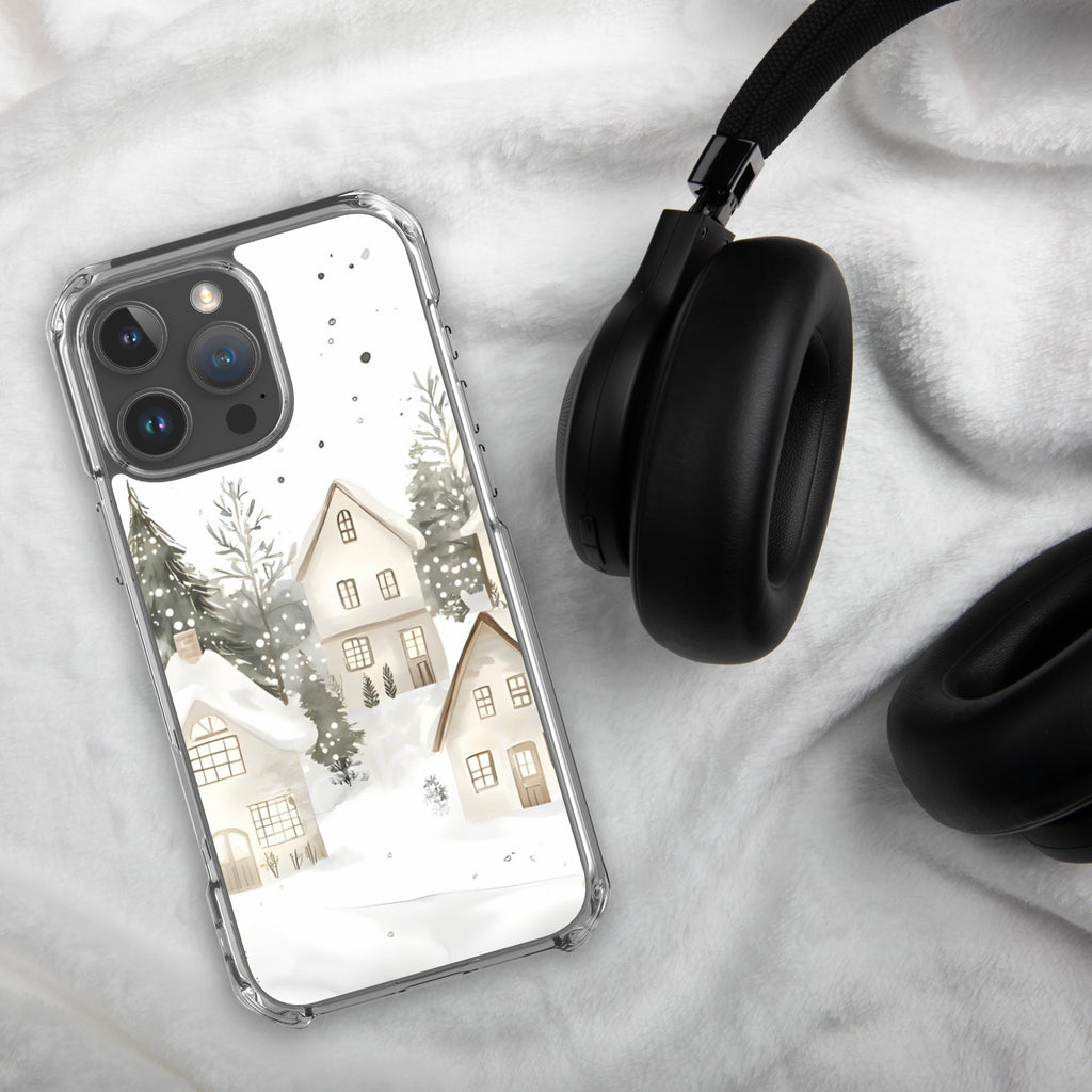 Winter Snow Village Clear Case for iPhone 16 Pro Max - Durable & Stylish Protective Phone Cover