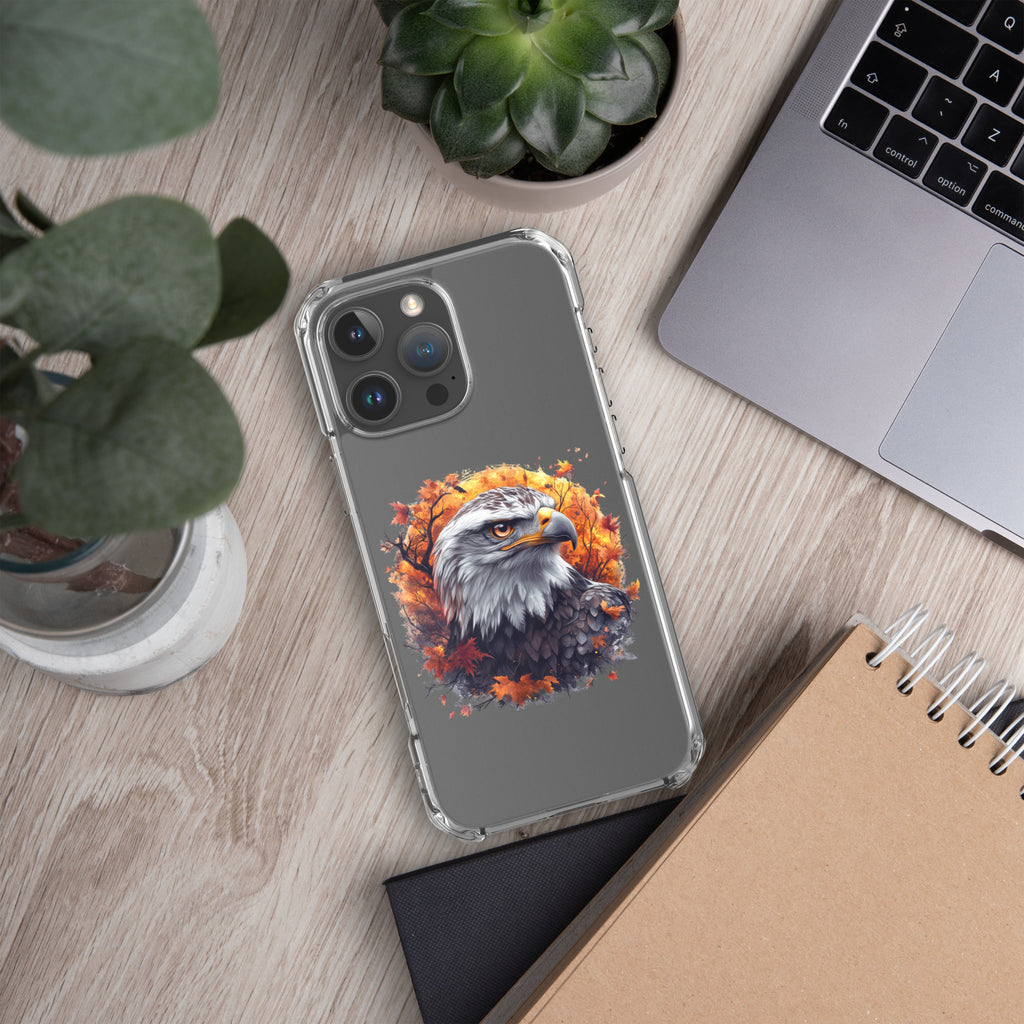 Autumn Eagle Spirit Clear Case for iPhone 16 Pro Max - Bald Eagle Fall Aesthetic Protective Cover