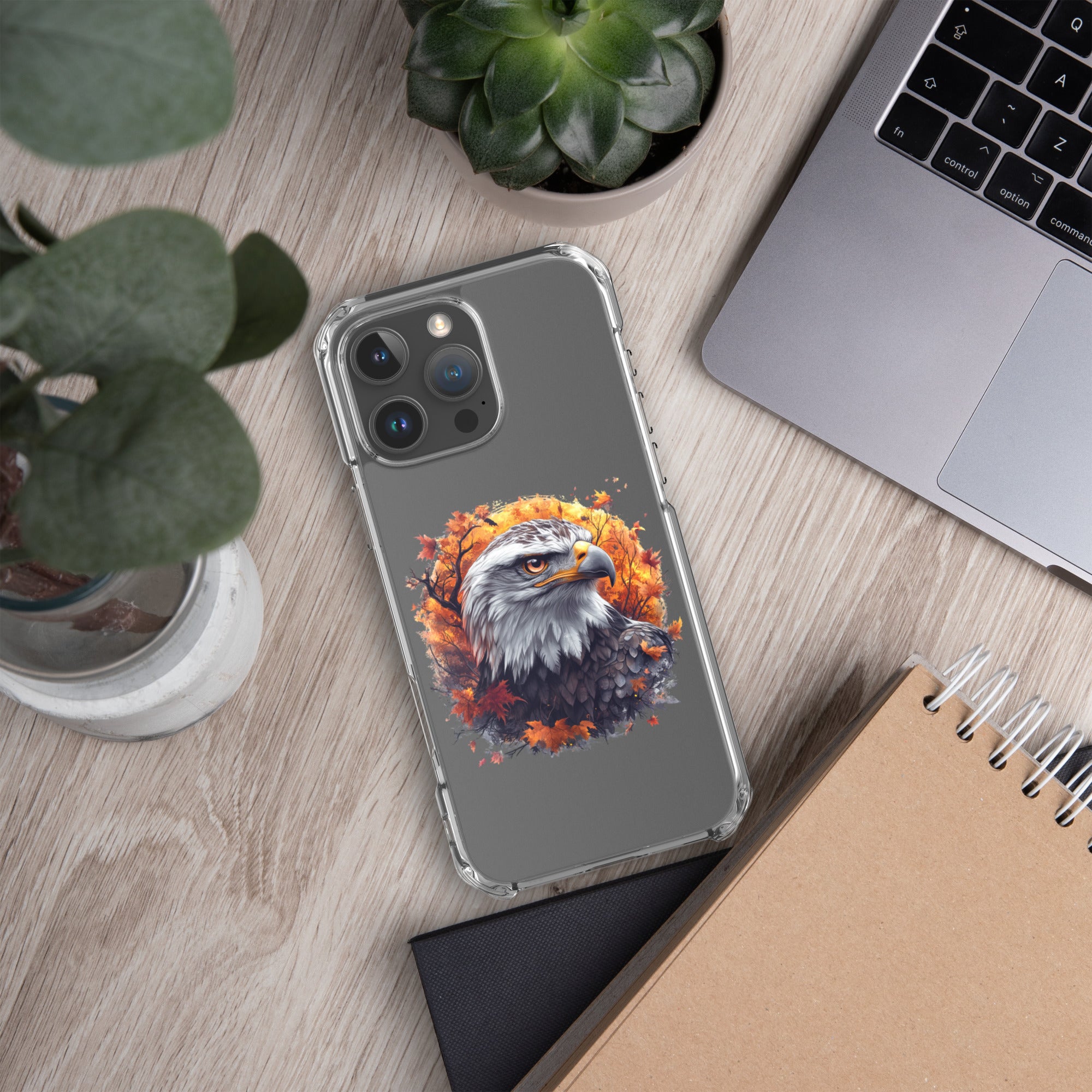 Autumn Eagle Spirit Clear Case for iPhone 16 Pro Max - Bald Eagle Fall Aesthetic Protective Cover