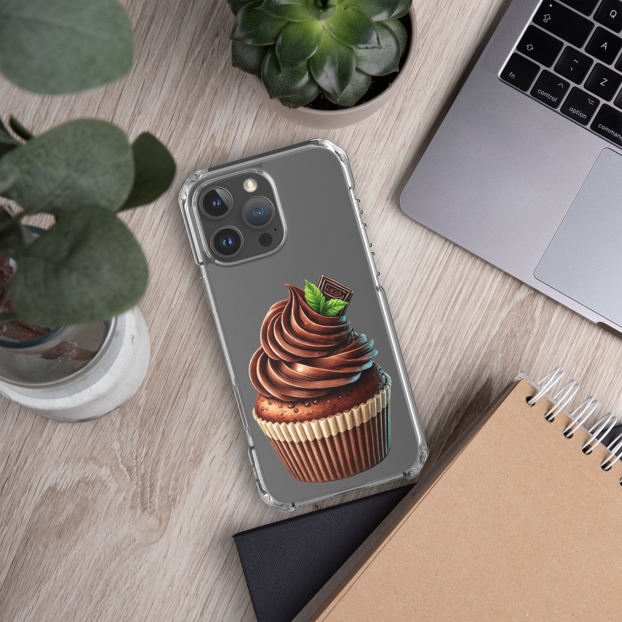Chocolate Cupcake Clear Case for iPhone 16 Pro Max - Sweet Dessert Protective Phone Cover