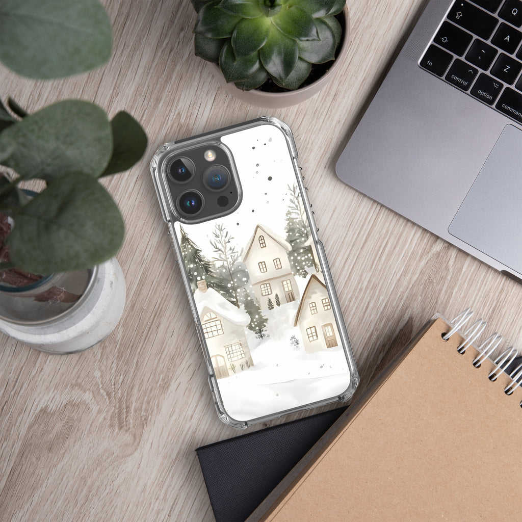 Winter Snow Village Clear Case for iPhone 16 Pro Max - Durable & Stylish Protective Phone Cover