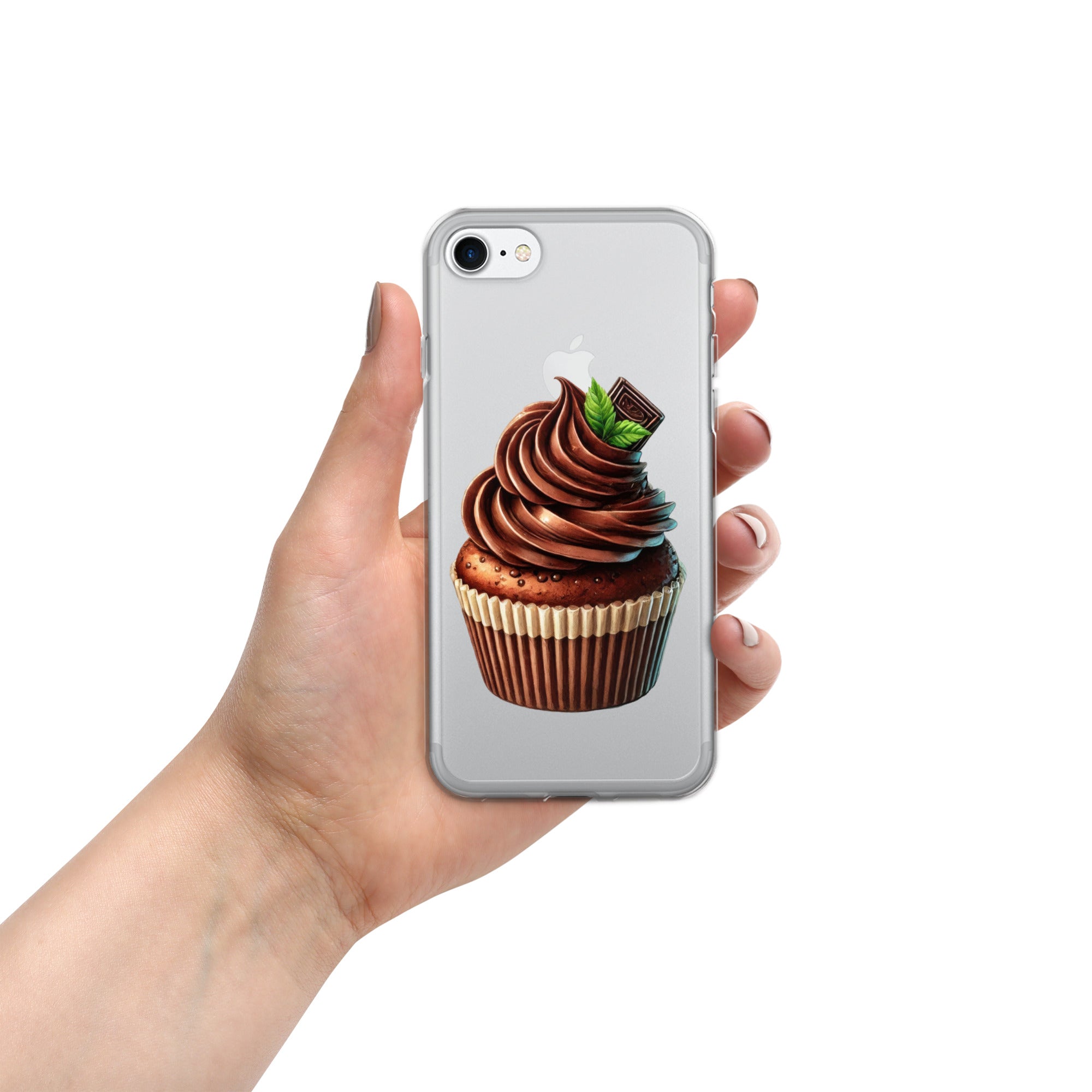 Chocolate Cupcake Clear Case for iPhone 7/8 – Sweet Dessert Protective Phone Cover