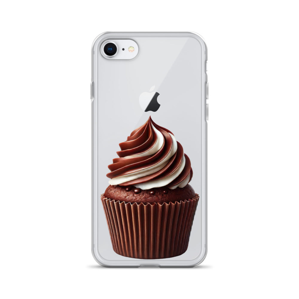 Chocolate Vanilla Swirl Cupcake Clear Case for iPhone 7/8 – Dessert Aesthetic Protective Cover