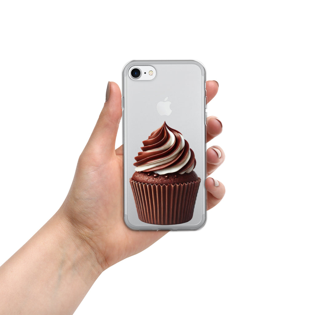 Chocolate Vanilla Swirl Cupcake Clear Case for iPhone 7/8 – Dessert Aesthetic Protective Cover