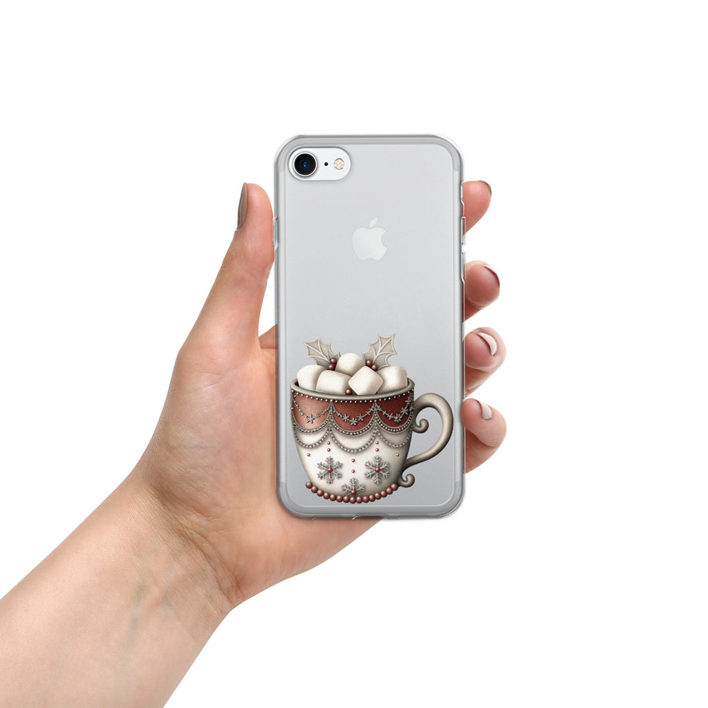 Holiday Cocoa Mug Clear Case for iPhone 7/8 – Christmas Cozy Aesthetic Protective Cover