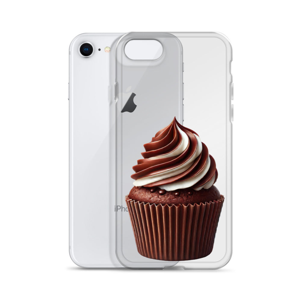 Chocolate Vanilla Swirl Cupcake Clear Case for iPhone 7/8 – Dessert Aesthetic Protective Cover