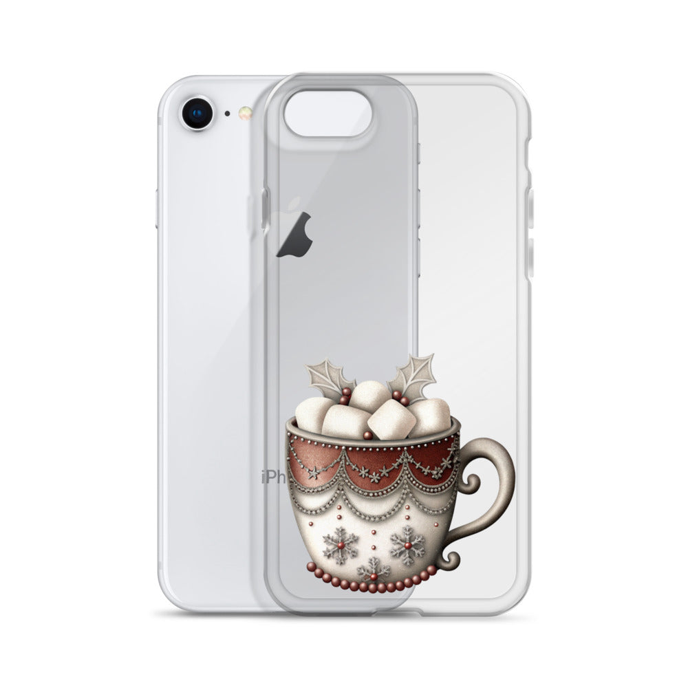 Holiday Cocoa Mug Clear Case for iPhone 7/8 – Christmas Cozy Aesthetic Protective Cover