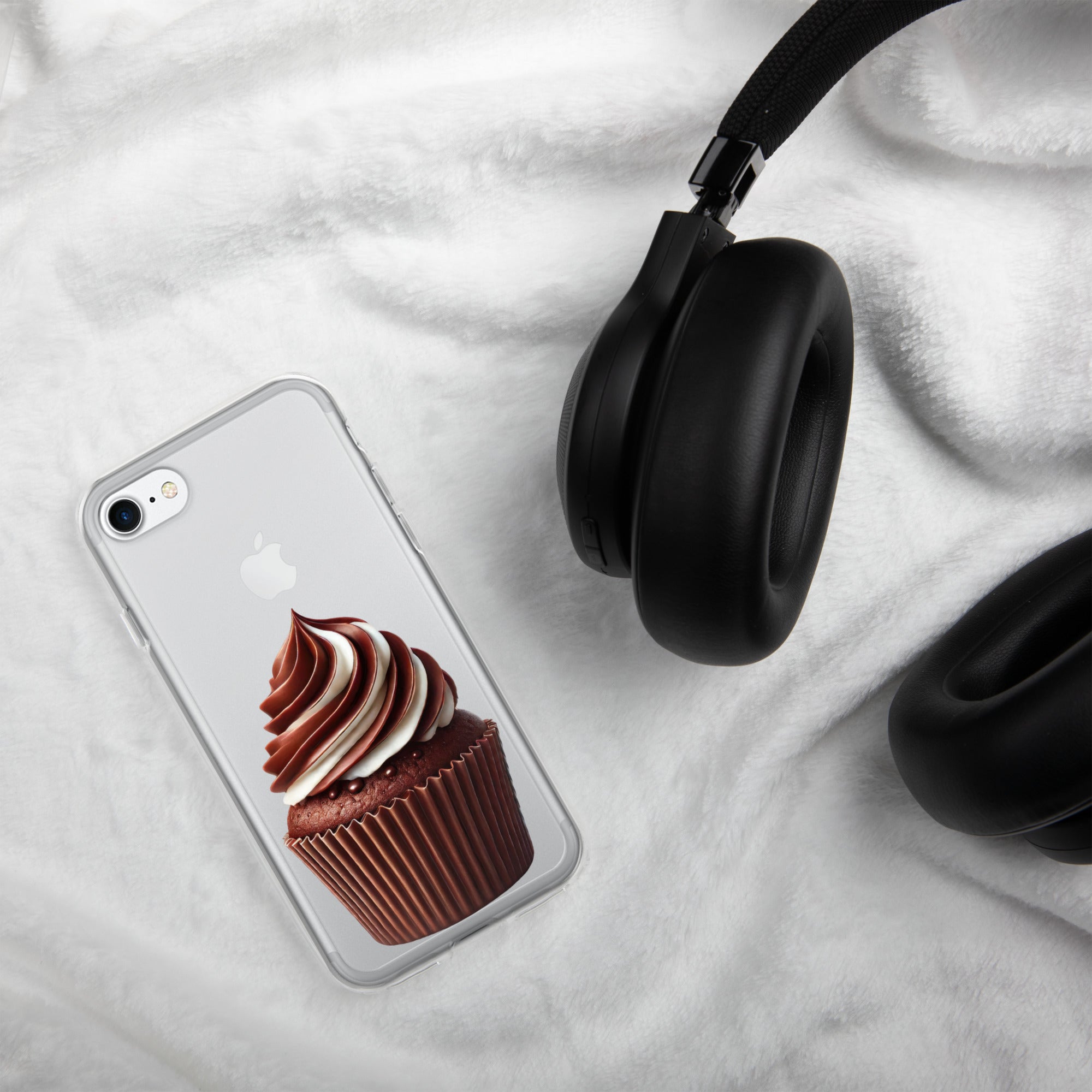 Chocolate Vanilla Swirl Cupcake Clear Case for iPhone 7/8 – Dessert Aesthetic Protective Cover