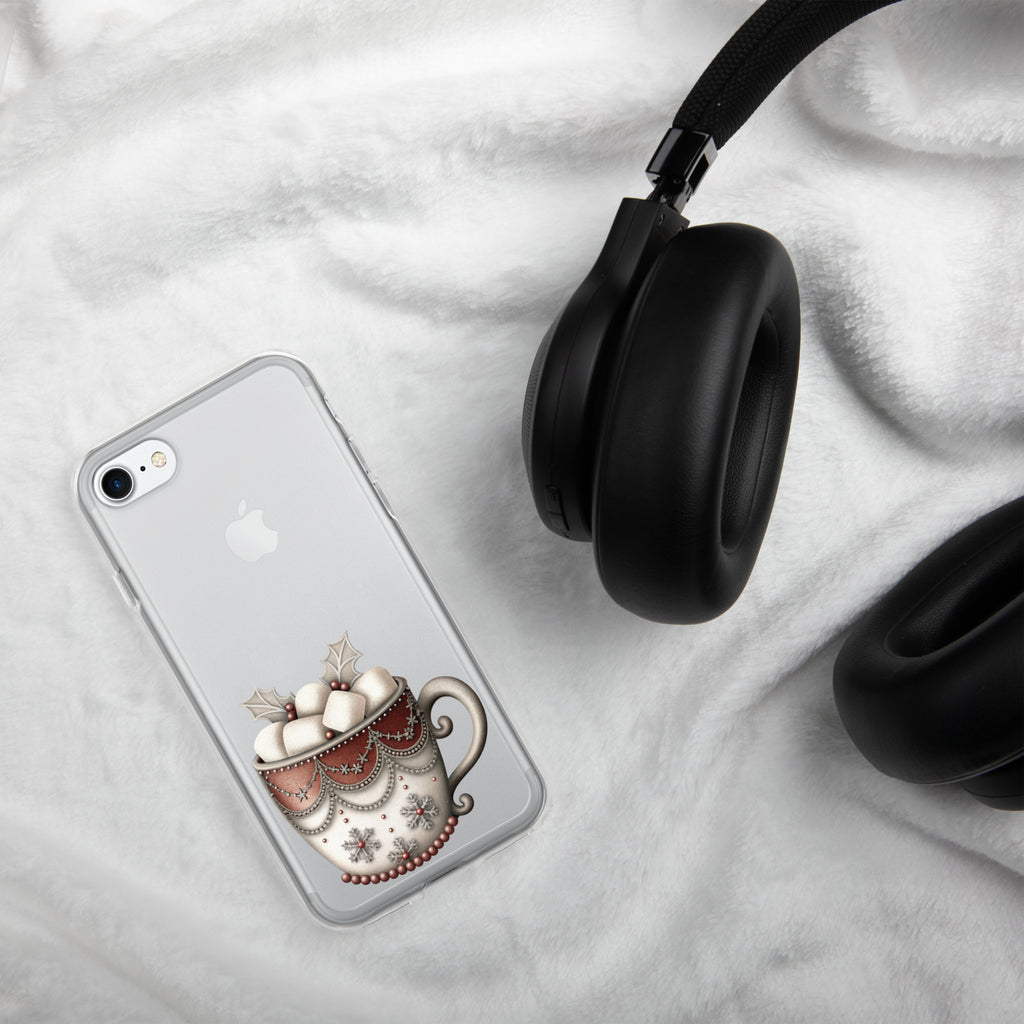 Holiday Cocoa Mug Clear Case for iPhone 7/8 – Christmas Cozy Aesthetic Protective Cover