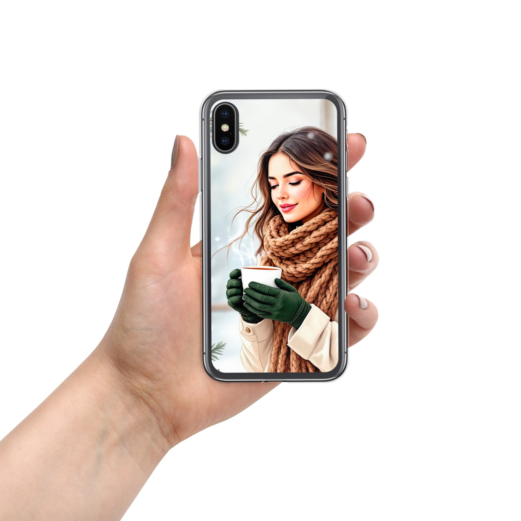 Cozy Winter Moments Clear Case for iPhone X/XS - Aesthetic Winter Girl Protective Cover