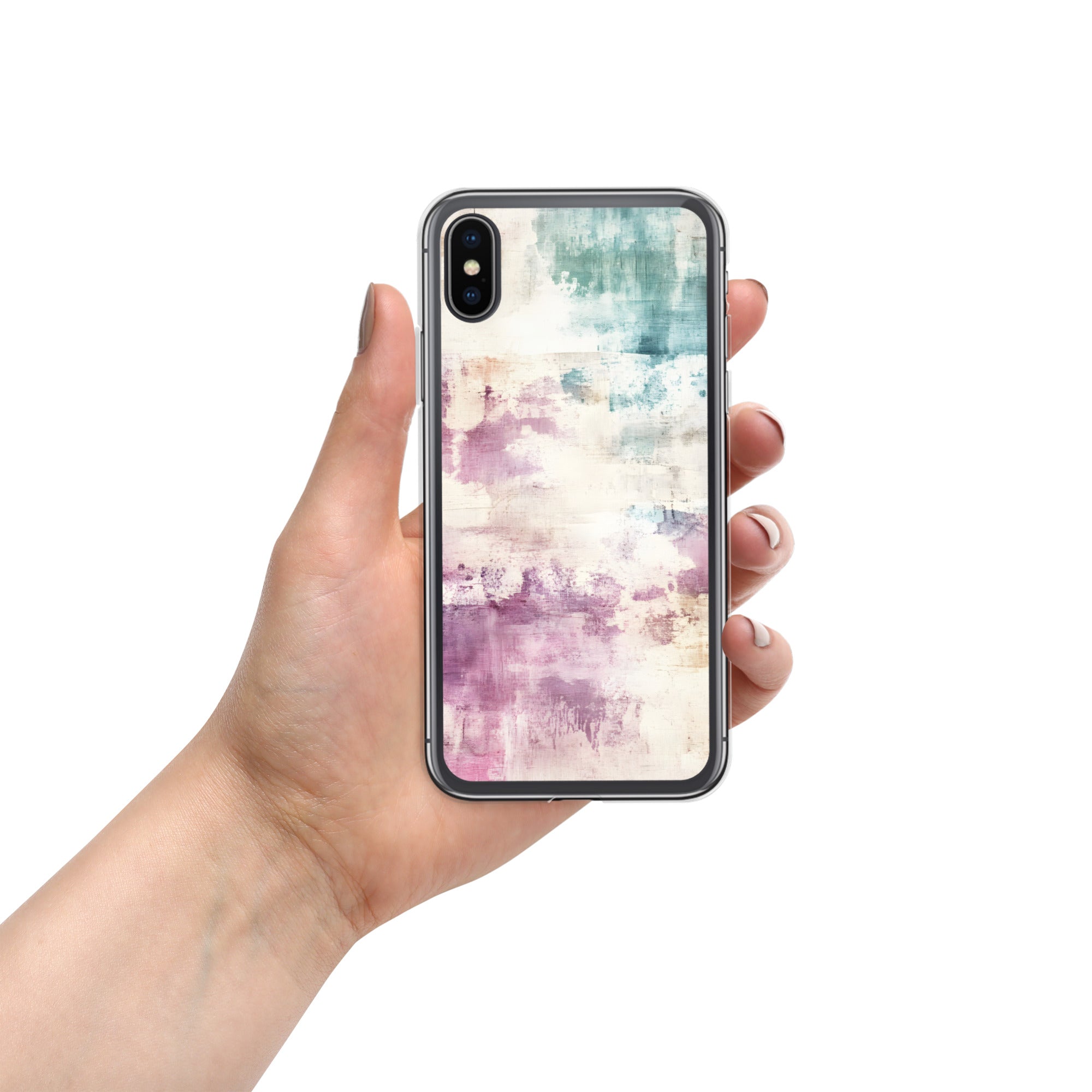 Pastel Abstract Brushstroke Clear Case for iPhone X/XS - Artistic Pastel Pattern Protective Cover