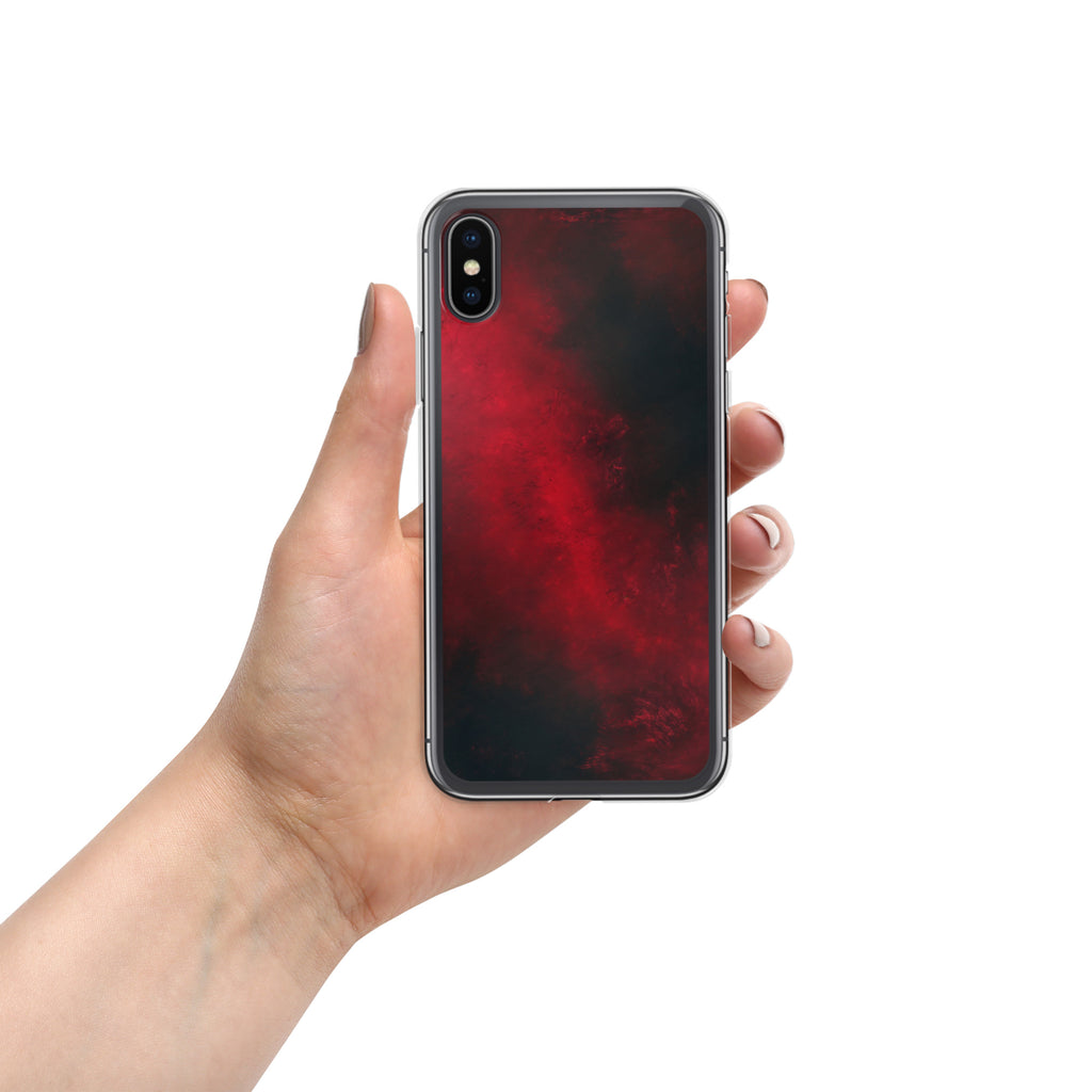 Crimson Nebula Clear Case for iPhone X/XS - Red & Black Abstract Smoke Protective Cover