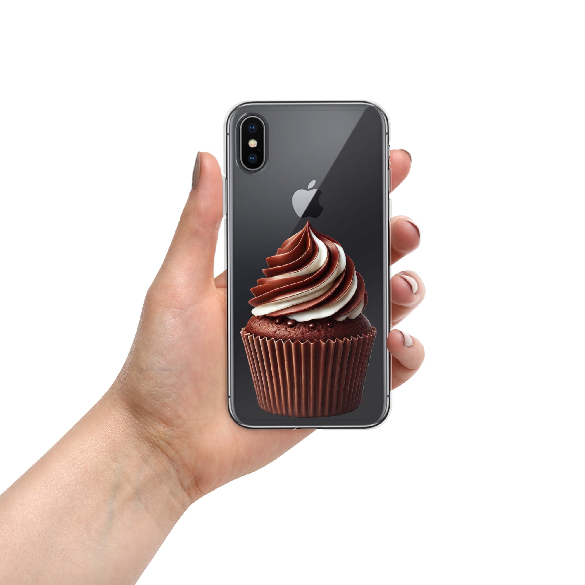 Chocolate Vanilla Swirl Cupcake Clear Case for iPhone X/XS - Dessert Aesthetic Protective Cover