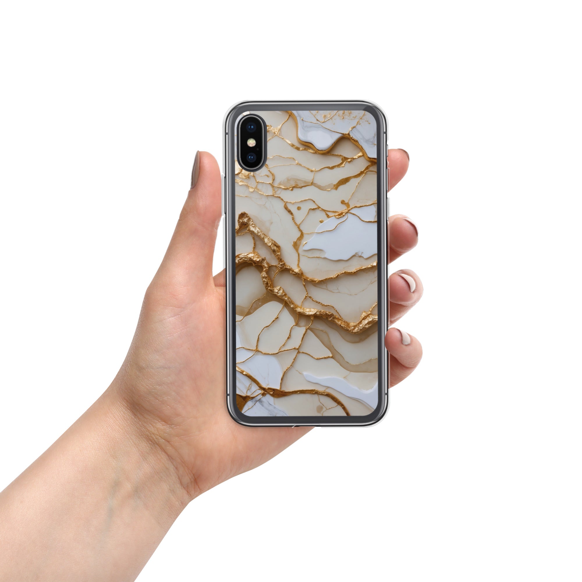 Ivory Golden Marble Elegance Clear Case for iPhone X/XS - Luxury White & Gold Marble Protective Cover