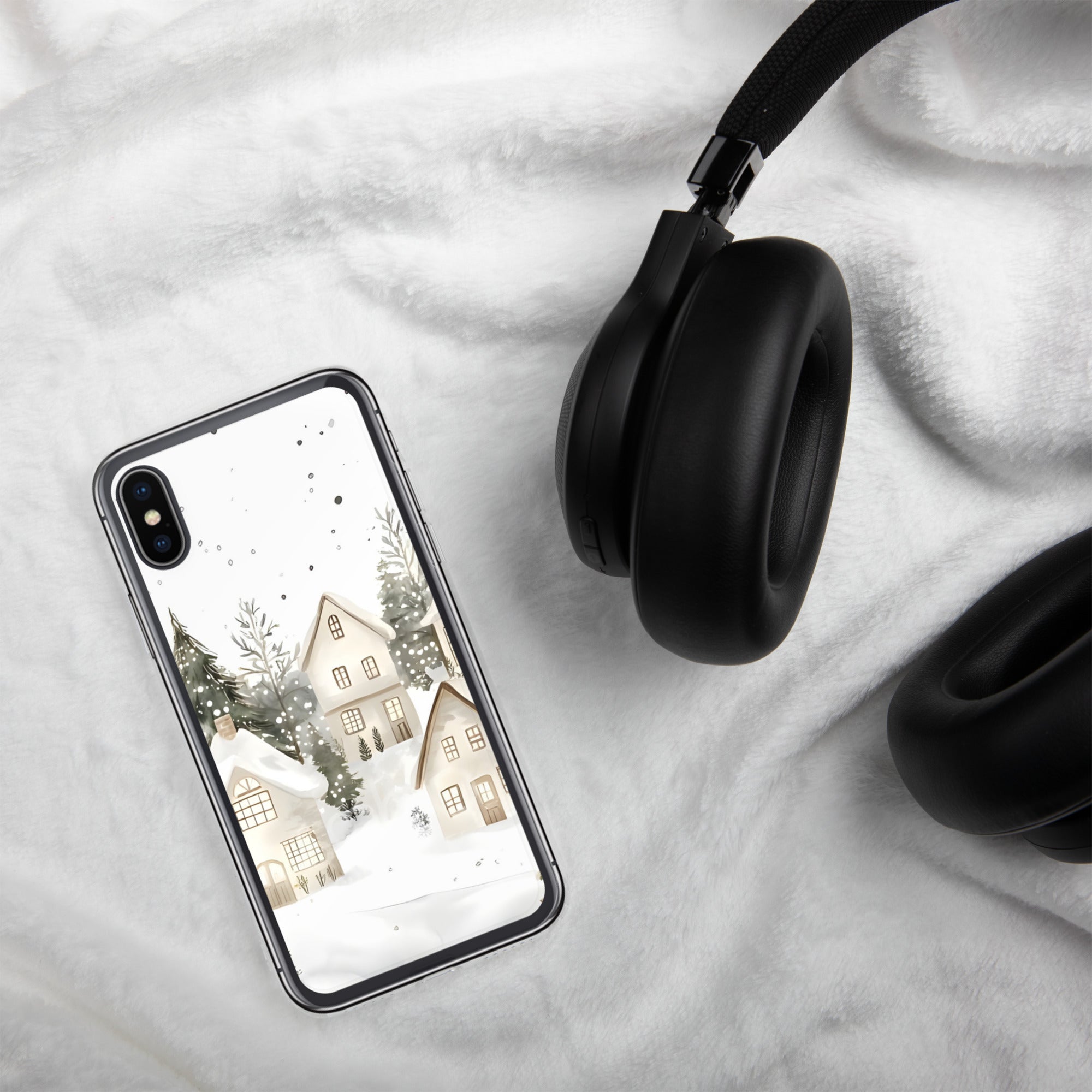 Winter Snow Village Clear Case for iPhone X/XS - Durable & Stylish Protective Phone Cover