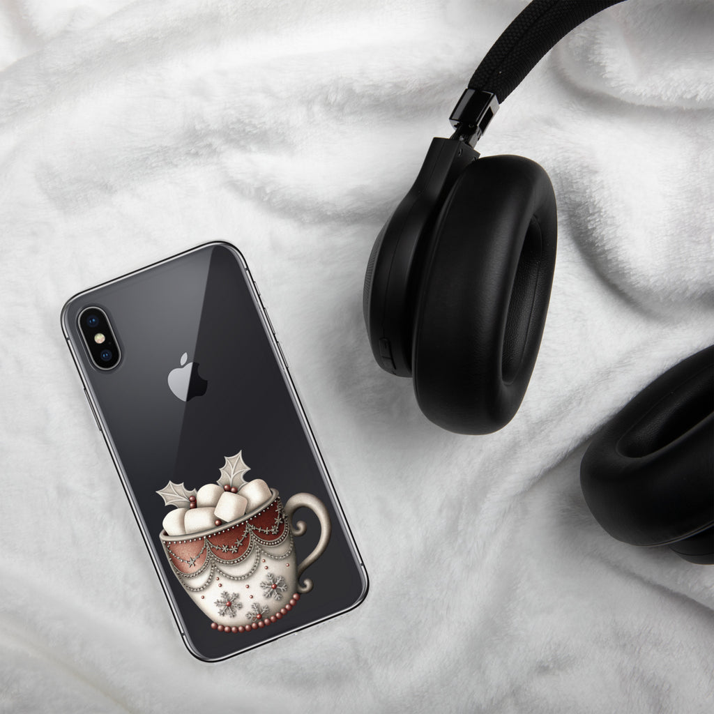 Holiday Cocoa Mug Clear Case for iPhone X/XS - Christmas Cozy Aesthetic Protective Cover