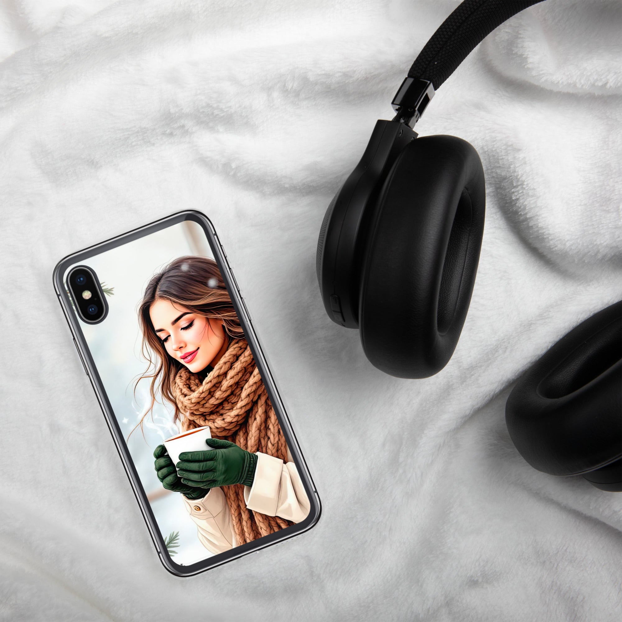 Cozy Winter Moments Clear Case for iPhone X/XS - Aesthetic Winter Girl Protective Cover