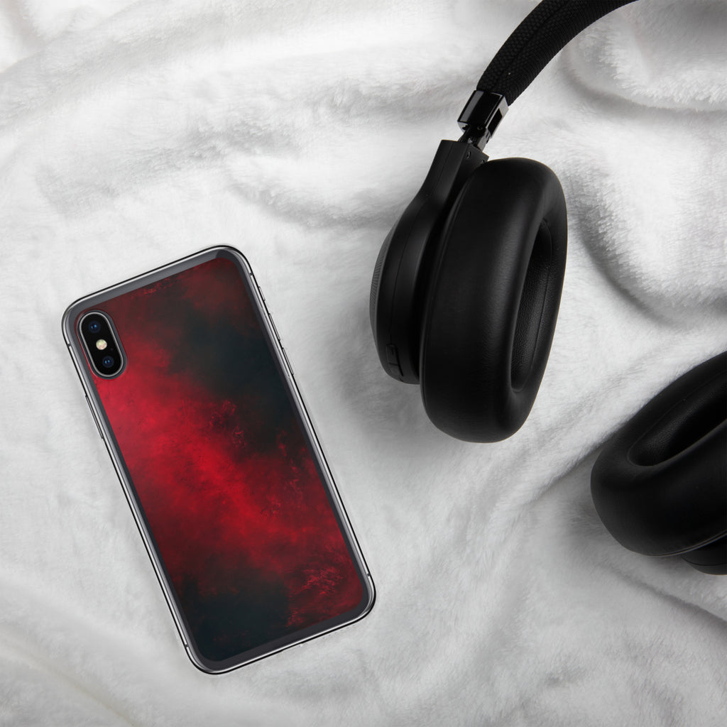 Crimson Nebula Clear Case for iPhone X/XS - Red & Black Abstract Smoke Protective Cover