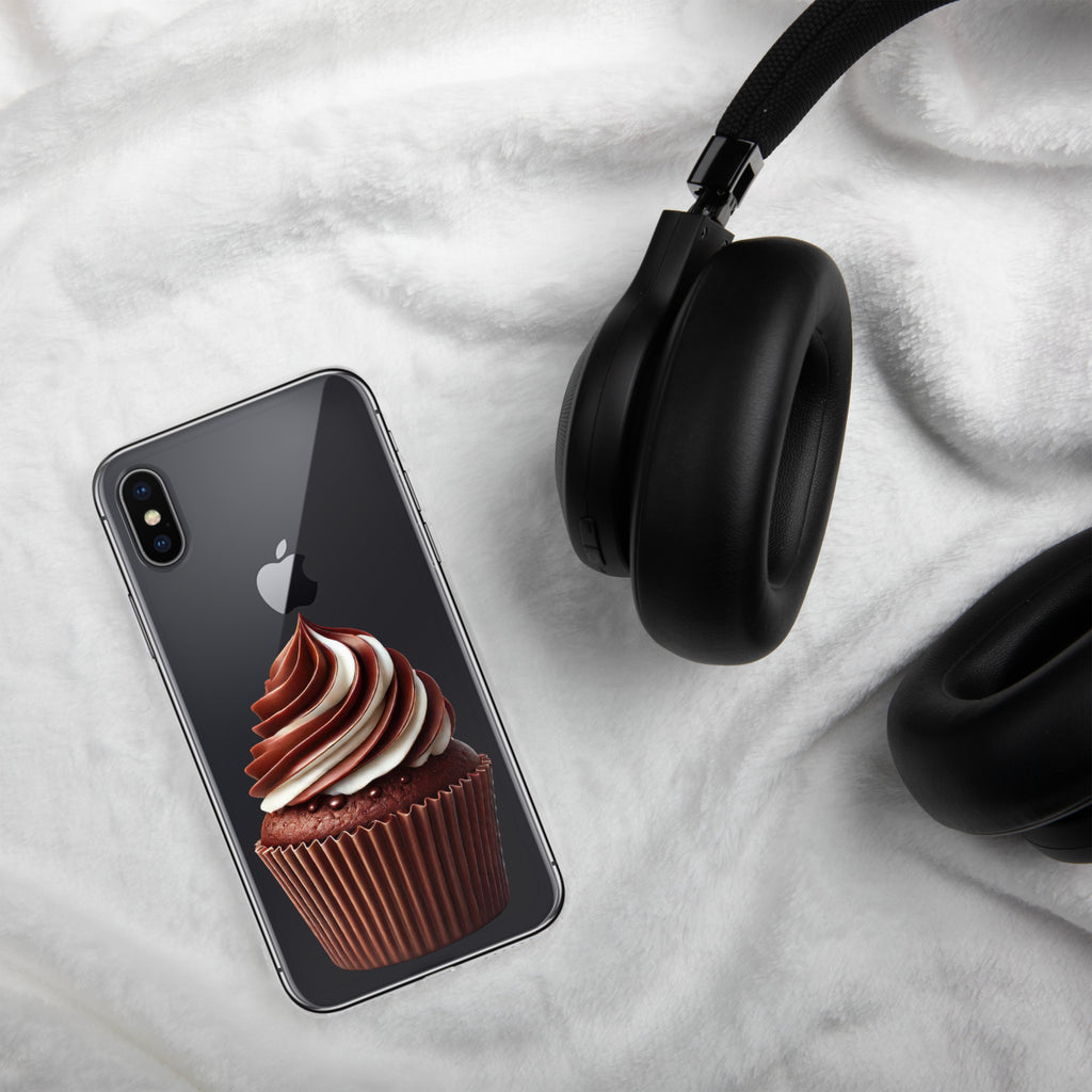 Chocolate Vanilla Swirl Cupcake Clear Case for iPhone X/XS - Dessert Aesthetic Protective Cover