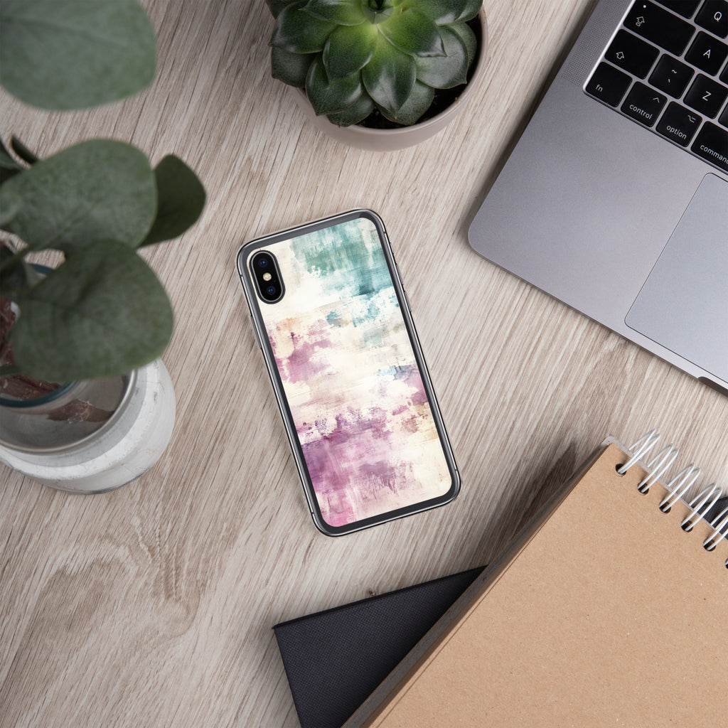 Pastel Abstract Brushstroke Clear Case for iPhone X/XS - Artistic Pastel Pattern Protective Cover