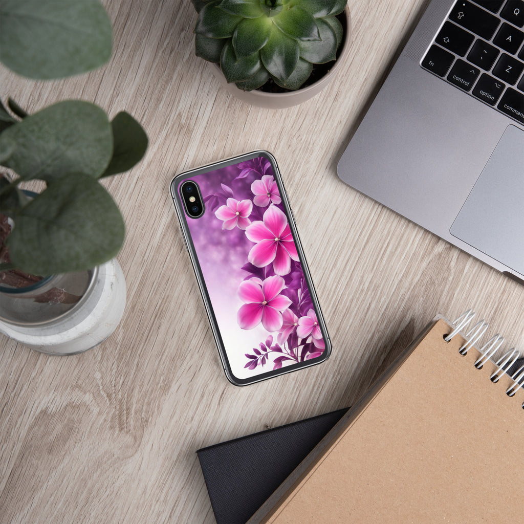 Violet Petal Bloom Clear Case for iPhone X/XS - Pink & Purple Floral Protective Cover