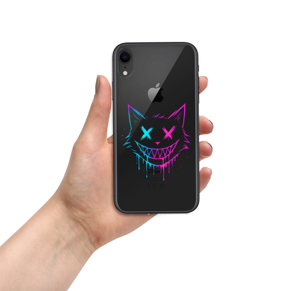 Neon Glitch Cat Clear Case for iPhone XR