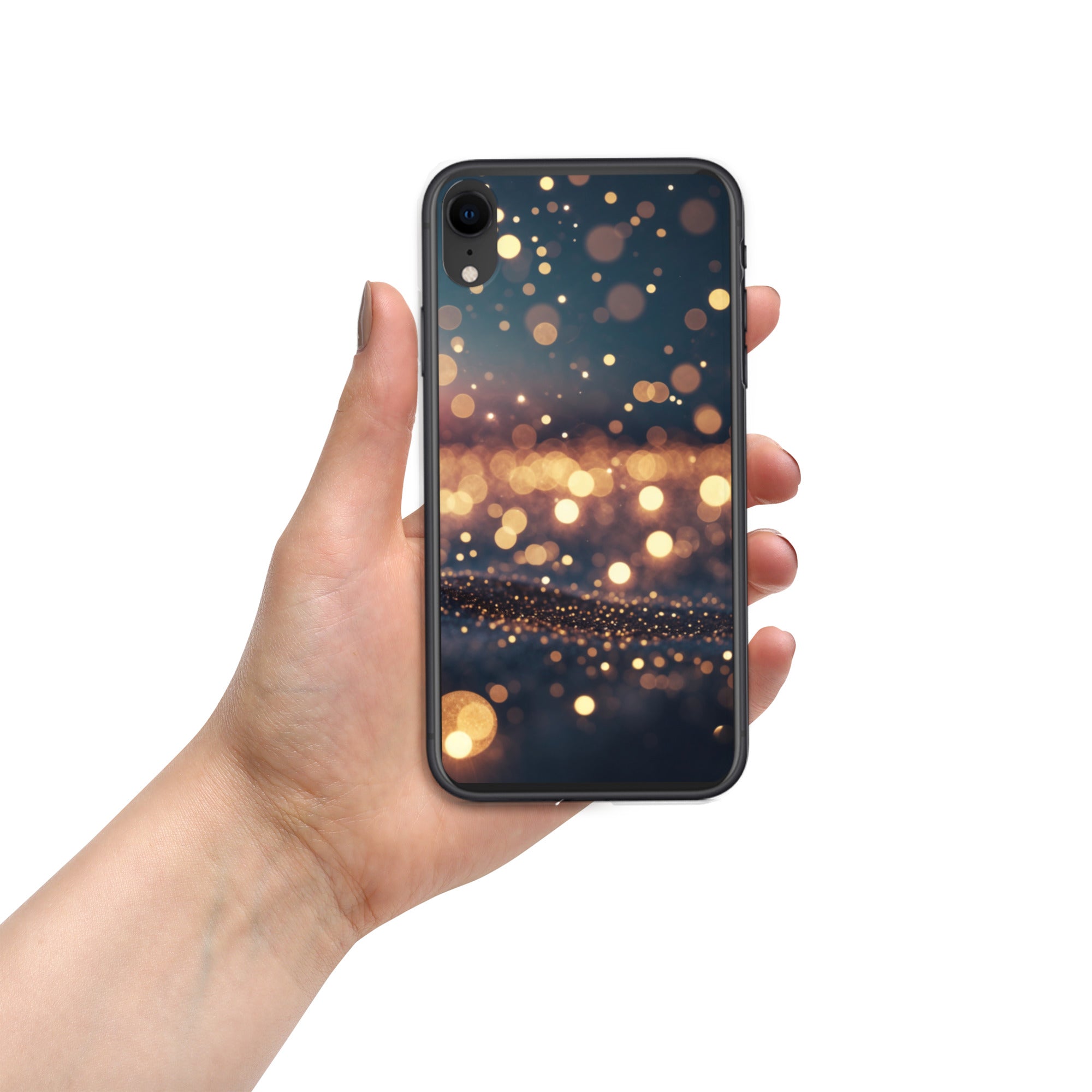 Golden Sparkle Bokeh Clear Case for iPhone XR
