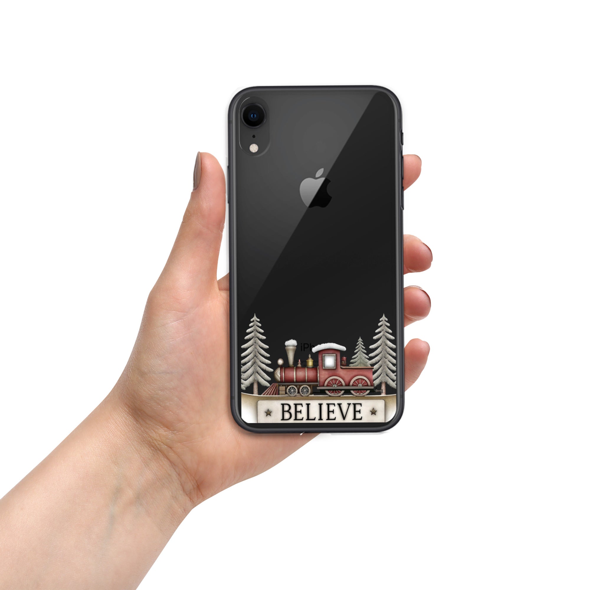 Christmas Believe Train Clear Case for iPhone XR
