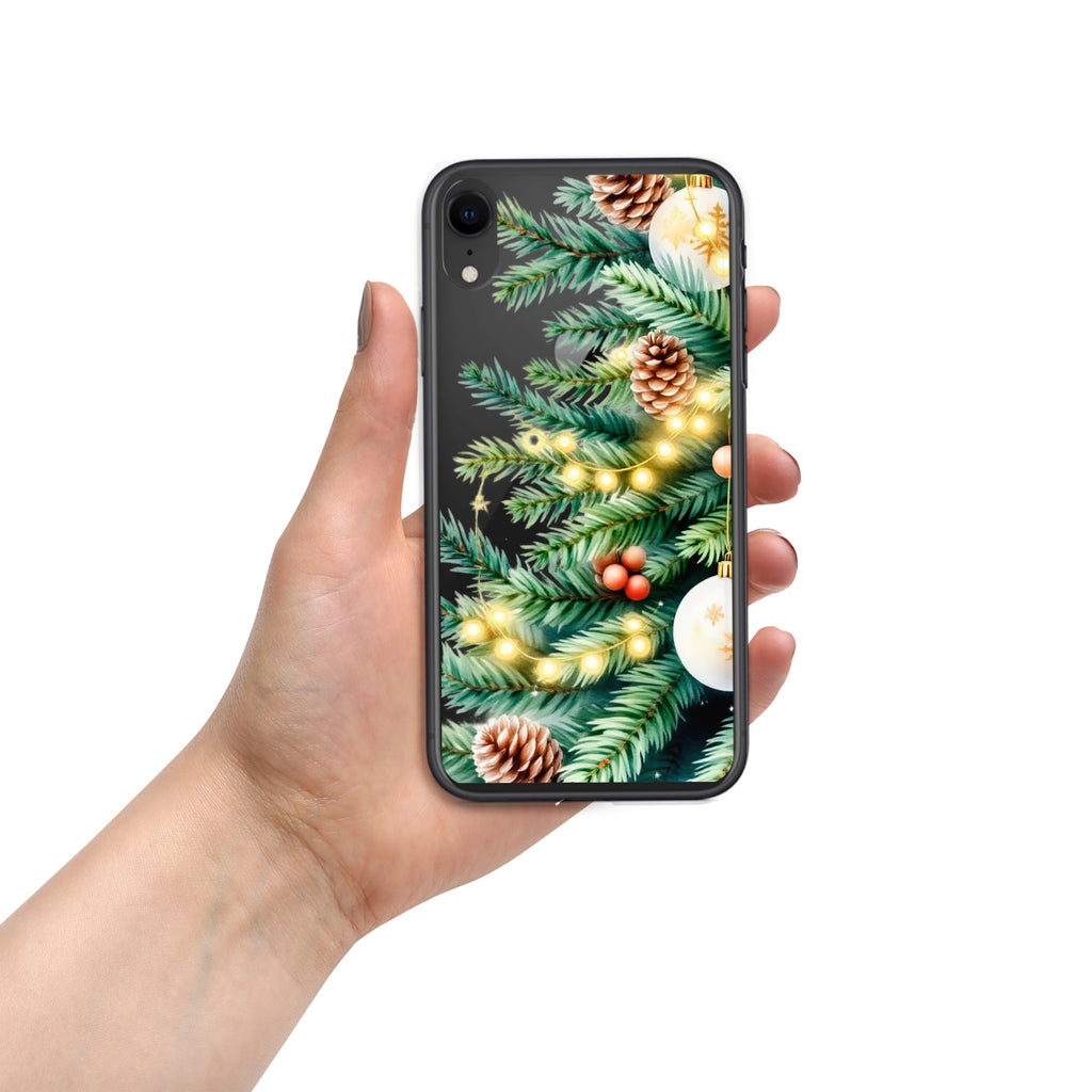 Holiday Pine Glow Clear Case for iPhone XR - Christmas Pine Branches & Warm Lights Protective Cover