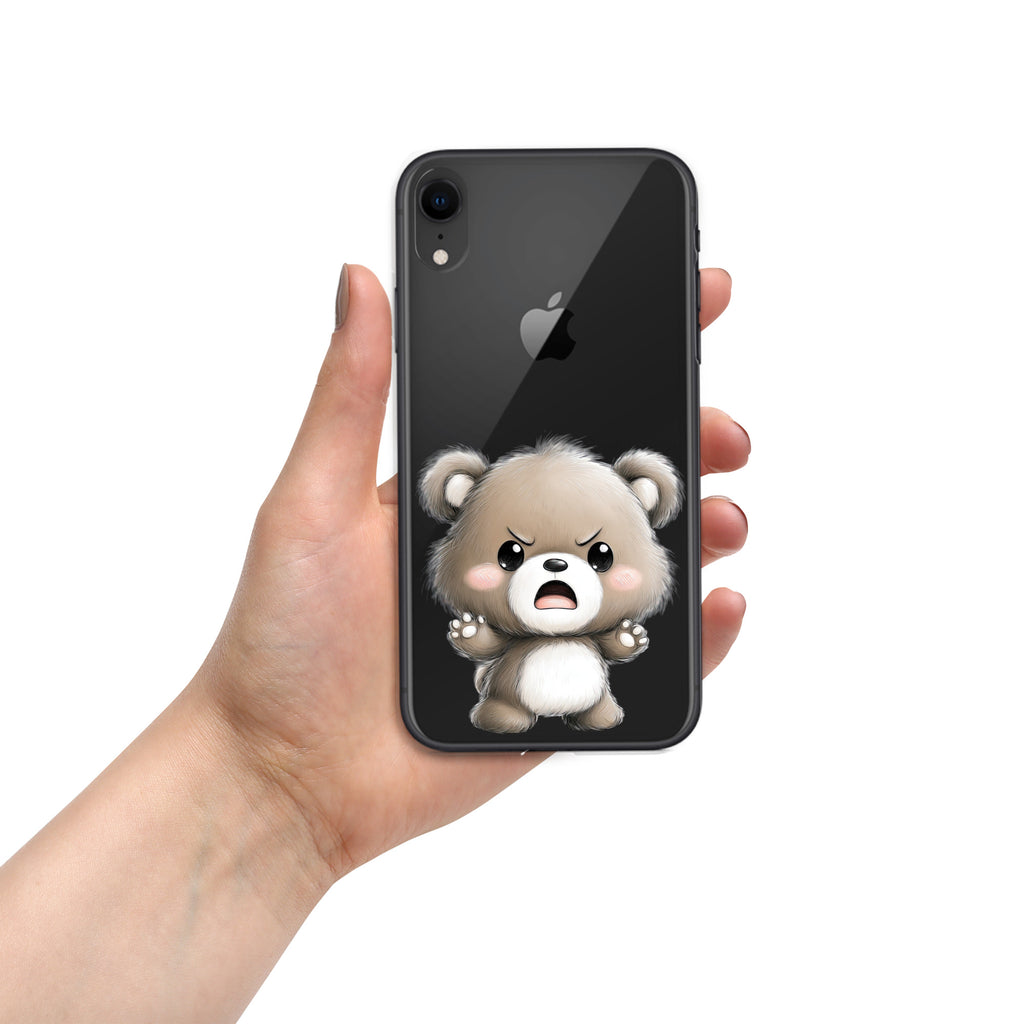 Angry Cute Bear Clear Case for iPhone XR