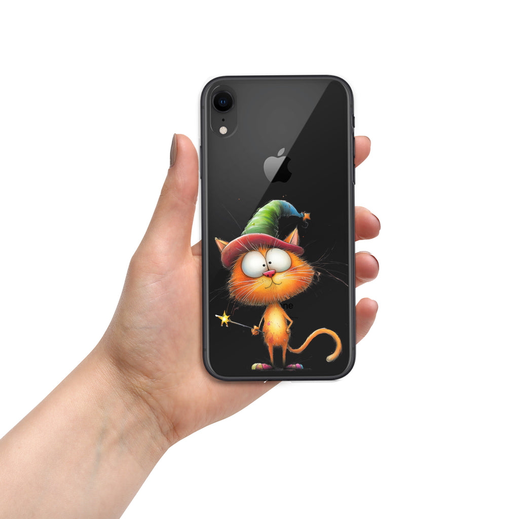 Wizard Cat Clear Case for iPhone XR - Funny Magic Kitty Cartoon Protective Cover
