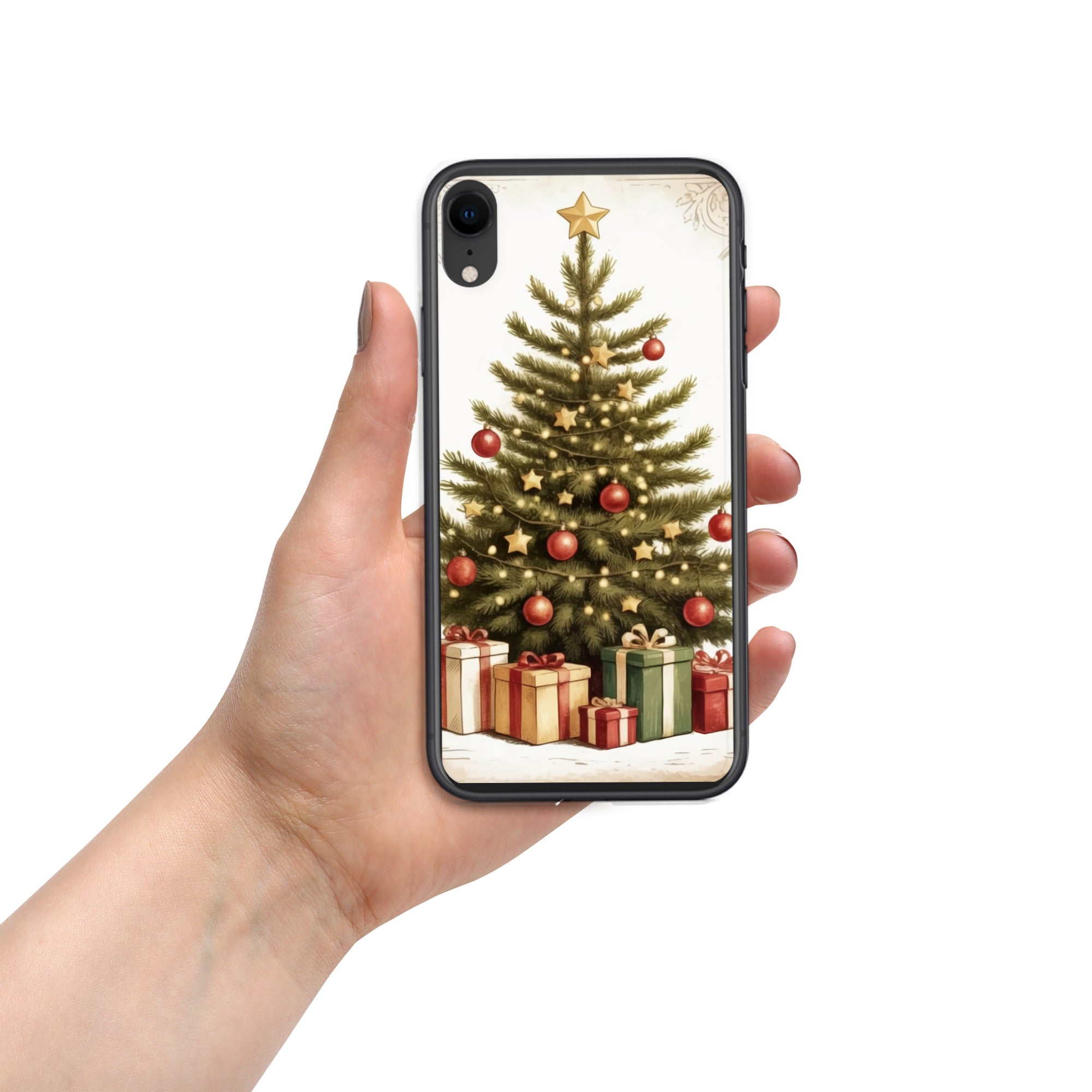 Vintage Christmas Tree Clear Case for iPhone XR