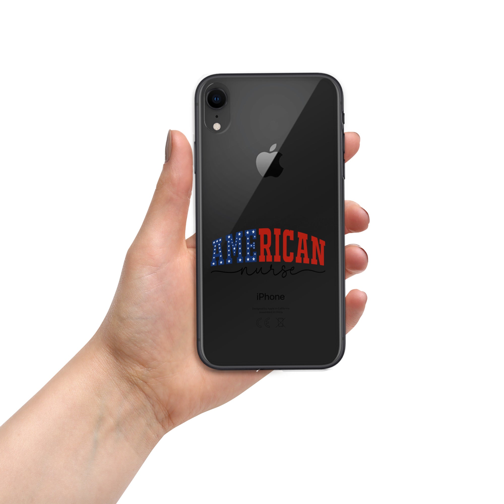 American Nurse Clear Case for iPhone XR - Patriotic Red, White & Blue Nursing Pride Cover